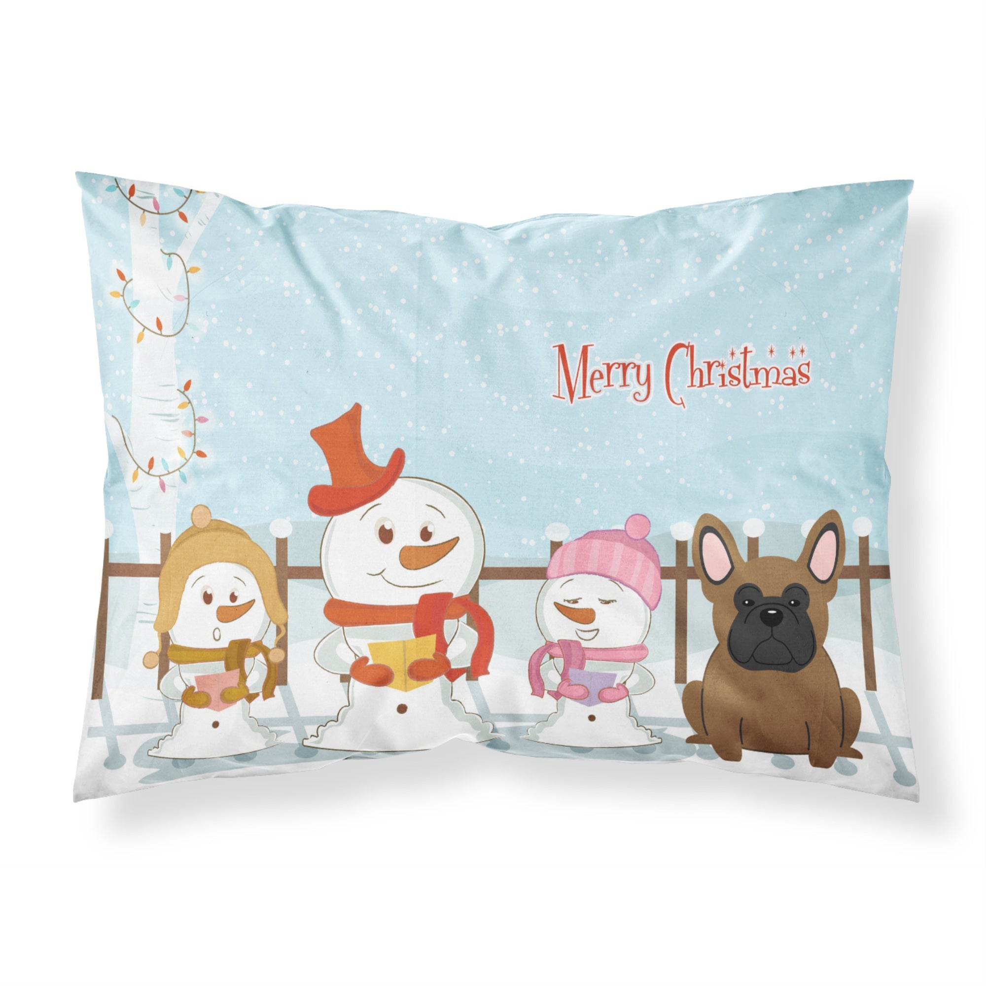 Caroline'S Treasures Christmas Carolers Merry French Bulldog Brown Fabric Standard Pillowcase Bb2344Pillowcase