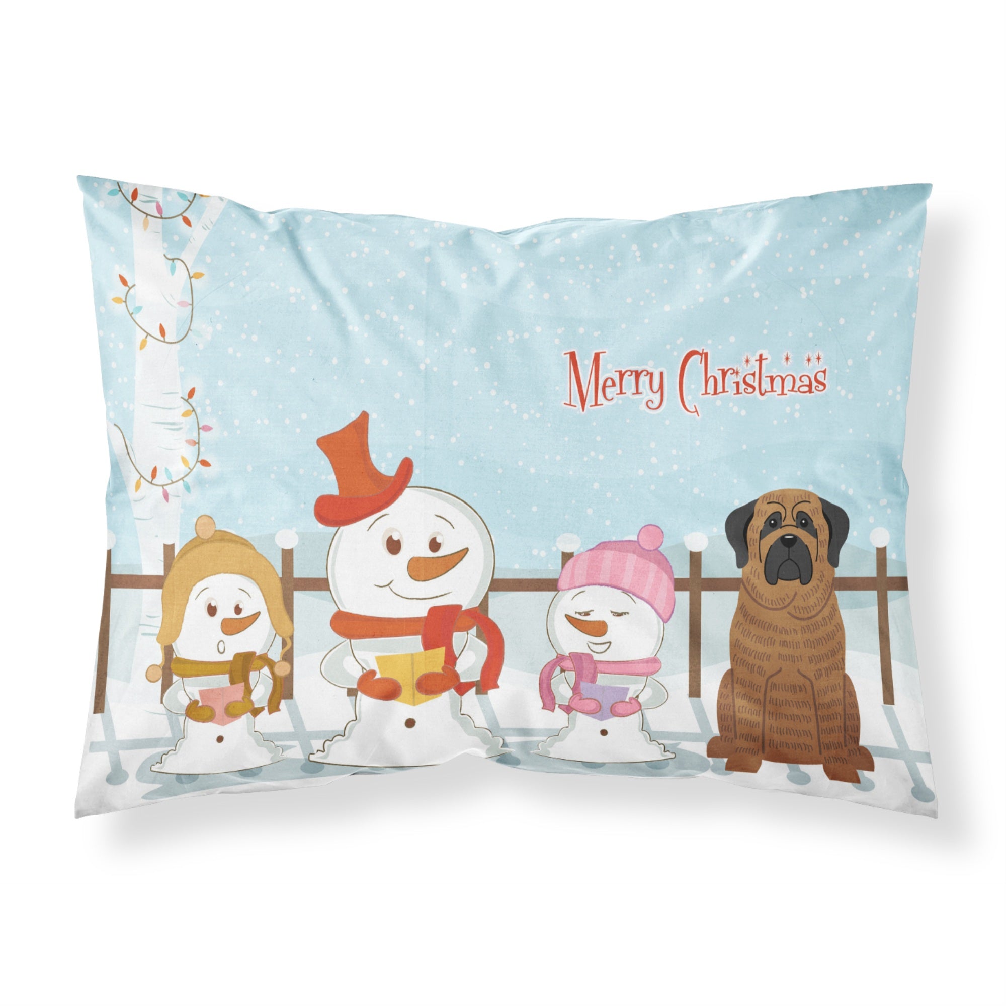'Caroline'S Treasures Merry Christmas Carolers Mastiff Brindle Fabric Standard Pillowcase Bb2346Pillowcase, Multicolor'