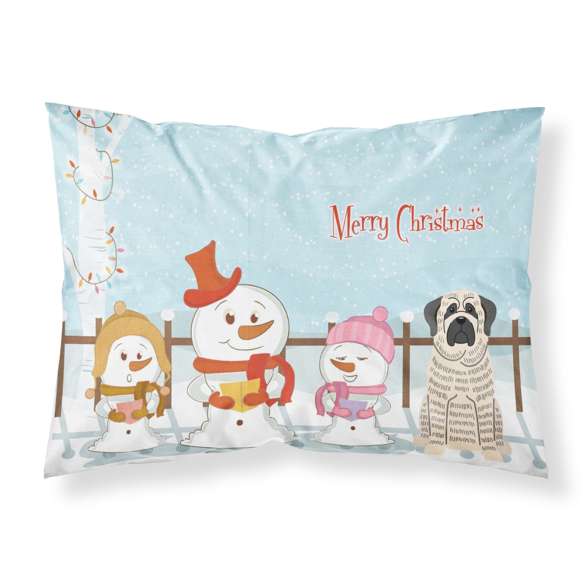 'Caroline'S Treasures Merry Christmas Carolers Mastiff Brindle White Fabric Standard Pillowcase Bb2347Pillowcase, Multicolor'