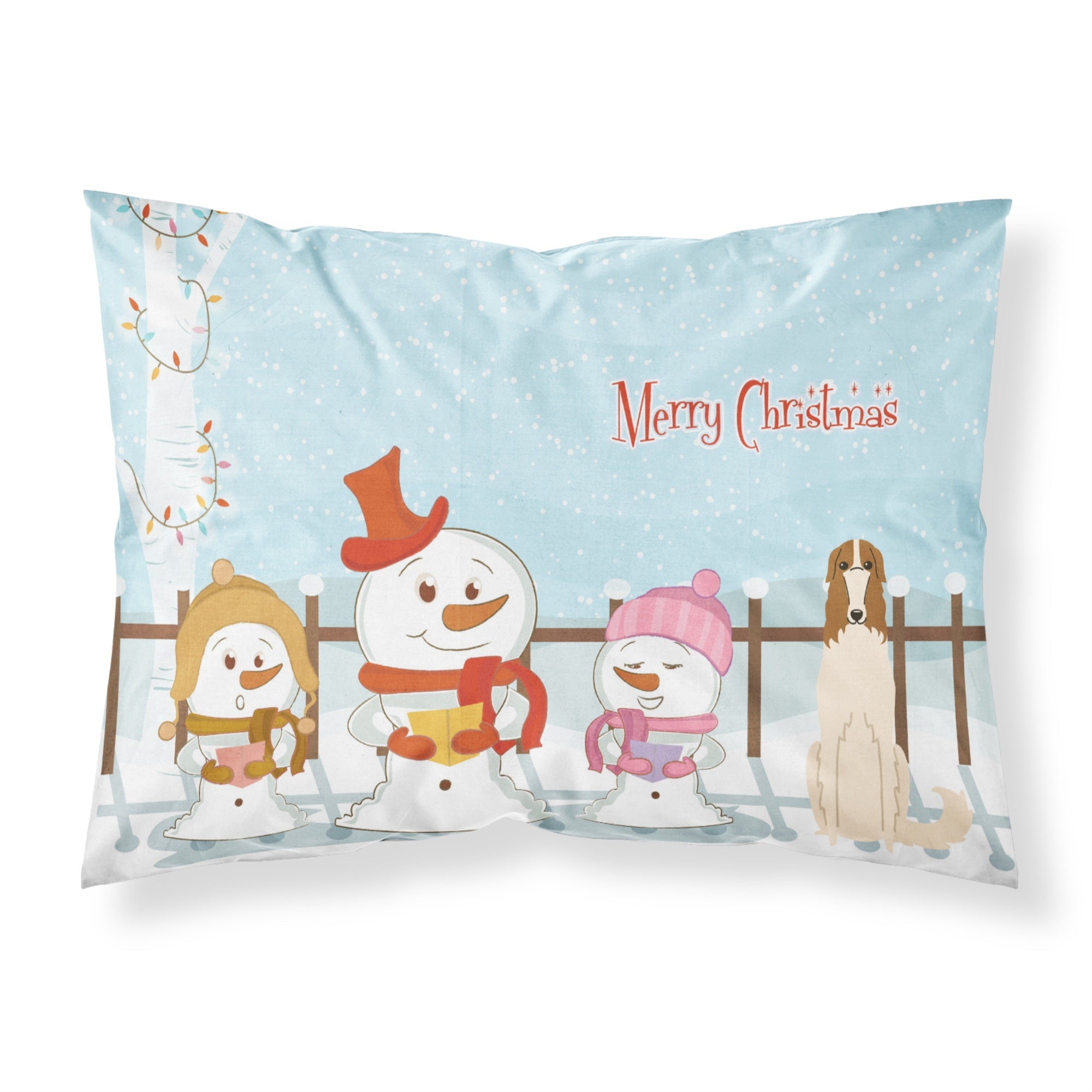 'Caroline'S Treasures Merry Christmas Carolers Borzoi Fabric Standard Pillowcase Bb2354Pillowcase, Multicolor'