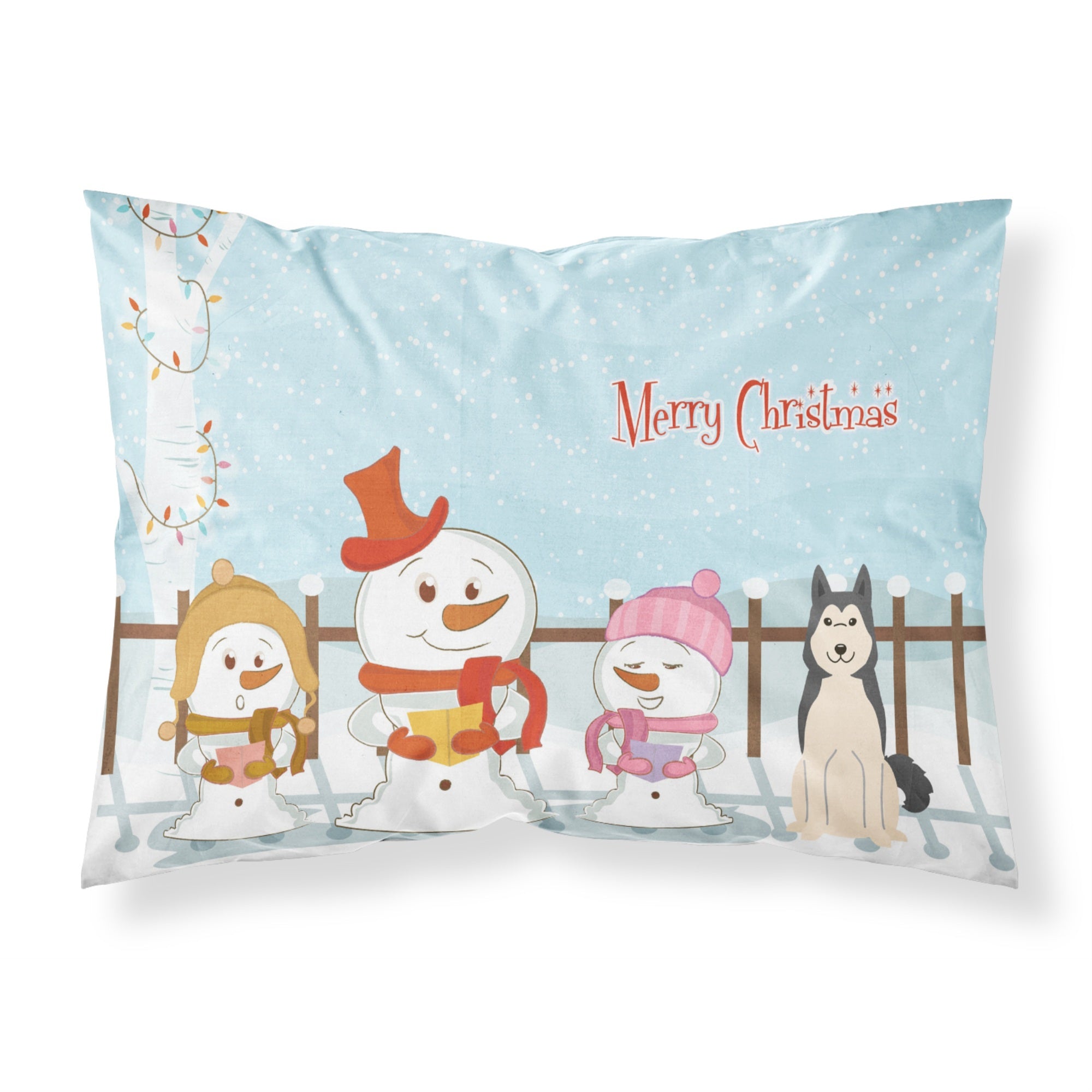 Caroline'S Treasures Christmas Carolers Merry West Siberian Laika Spitz Fabric Standard Pillowcase Bb2356Pillowcase