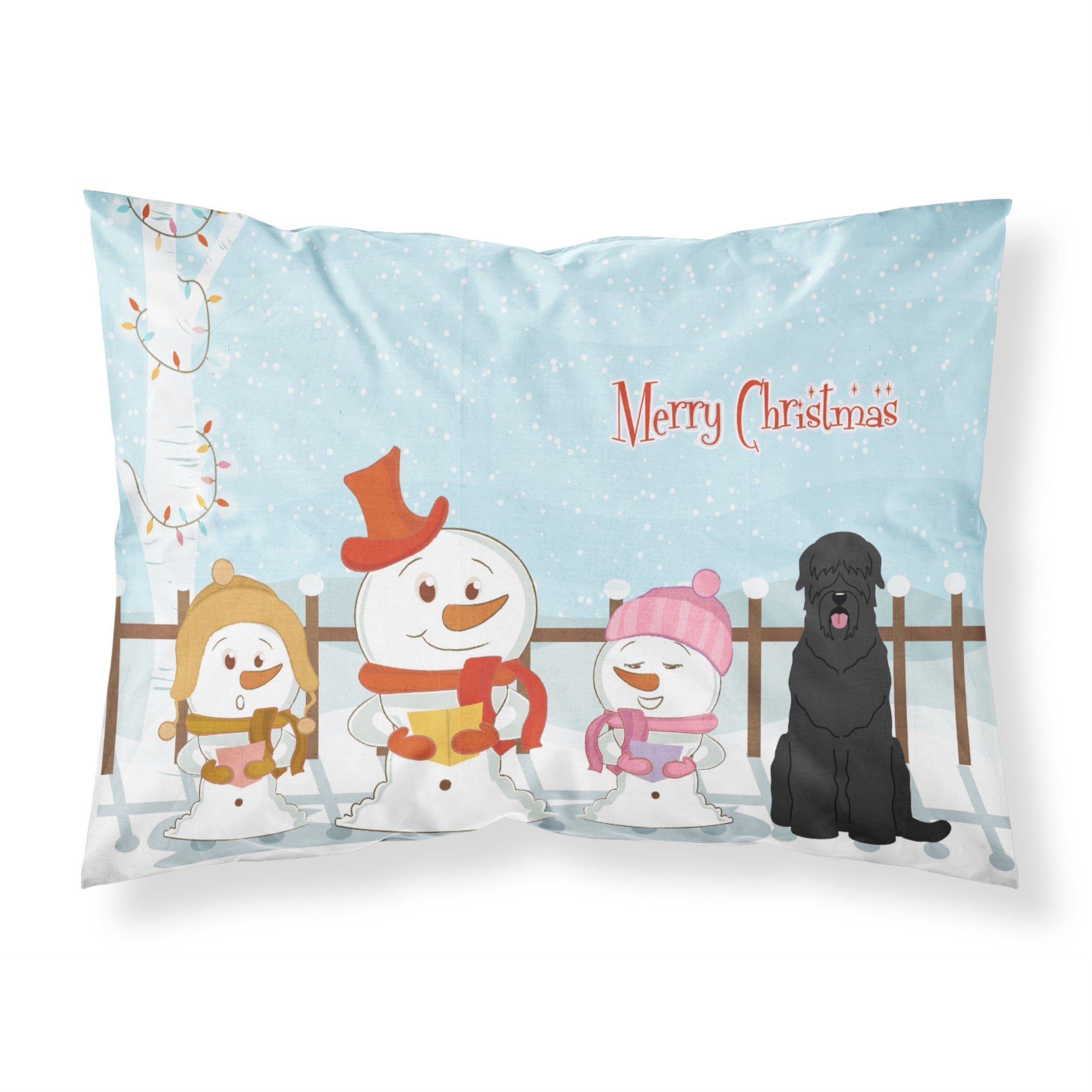 'Caroline'S Treasures Merry Christmas Carolers Black Russian Terrier Fabric Standard Pillowcase Bb2357Pillowcase, Multicolor'