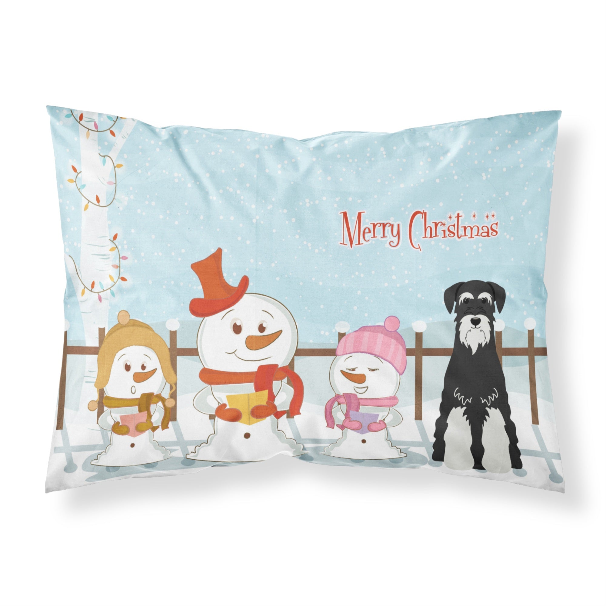 'Caroline'S Treasures Merry Christmas Carolers Schnauzer Salt And Pepper Fabric Standard Pillowcase Bb2364Pillowcase, Multicolo