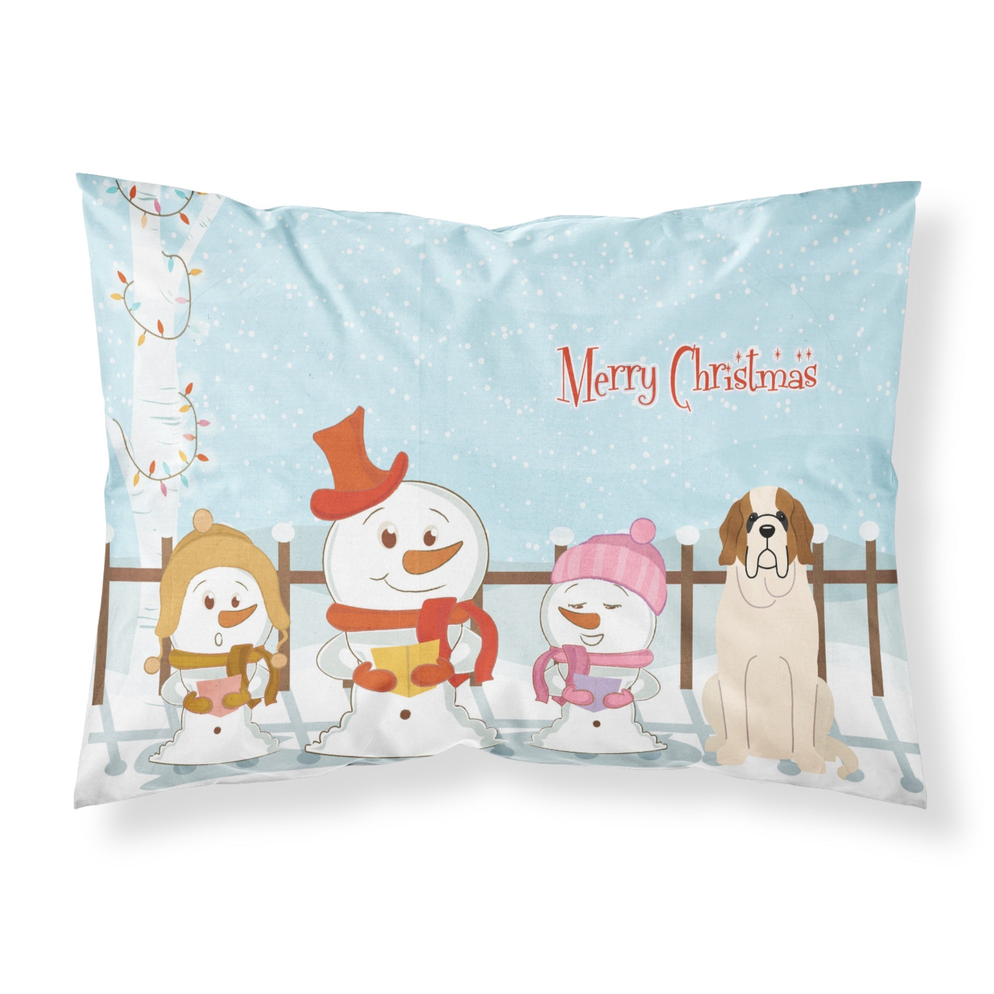 'Caroline'S Treasures Merry Christmas Carolers Saint Bernard Fabric Standard Pillowcase Bb2366Pillowcase, Multicolor'