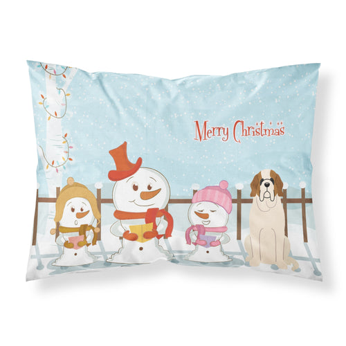 'Caroline'S Treasures Merry Christmas Carolers Saint Bernard Fabric Standard Pillowcase Bb2366Pillowcase, Multicolor'