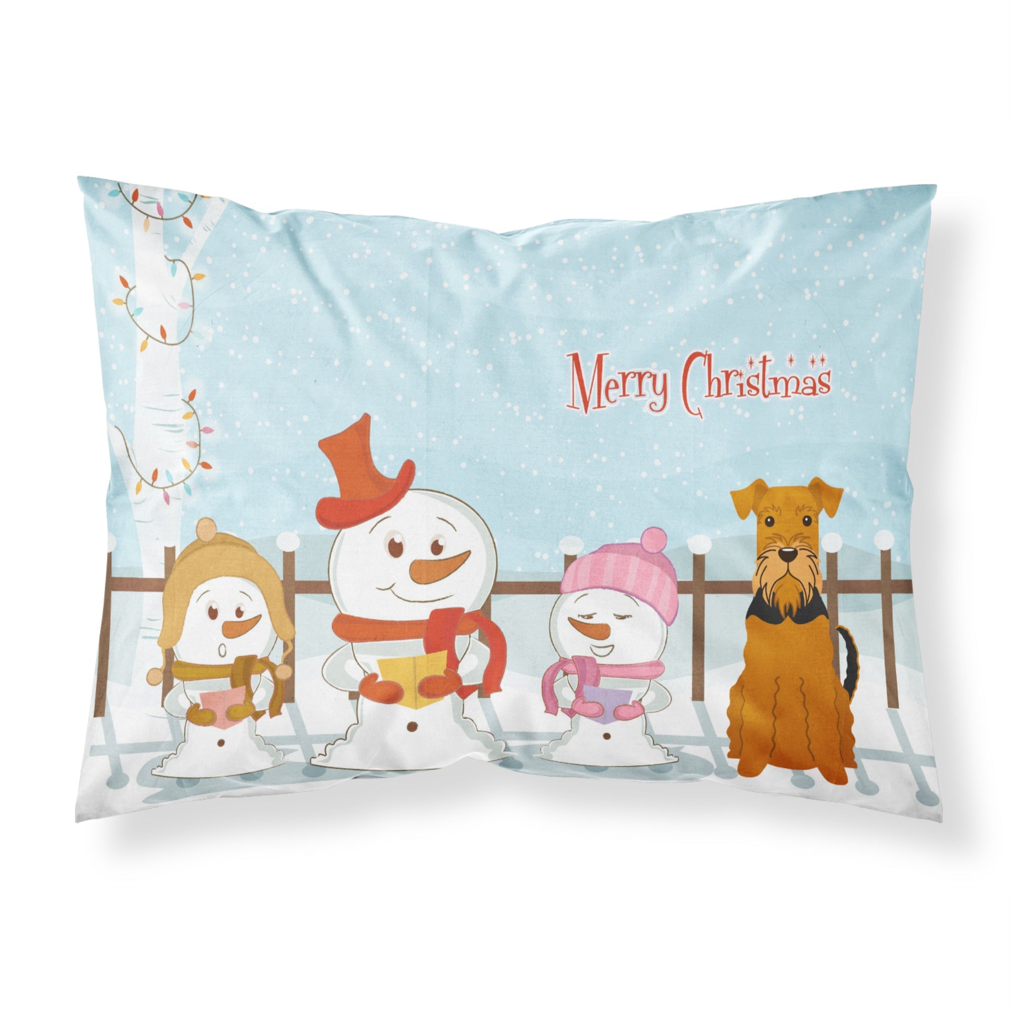 'Caroline'S Treasures Merry Christmas Carolers Airedale Fabric Standard Pillowcase Bb2372Pillowcase, Multicolor'