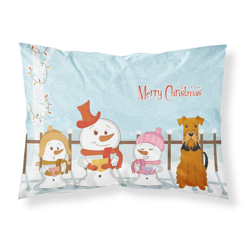 'Caroline'S Treasures Merry Christmas Carolers Airedale Fabric Standard Pillowcase Bb2372Pillowcase, Multicolor'