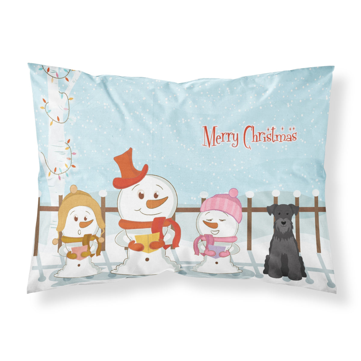 'Caroline'S Treasures Merry Christmas Carolers Miniature Schanuzer Black Fabric Standard Pillowcase Bb2382Pillowcase, Multicolo