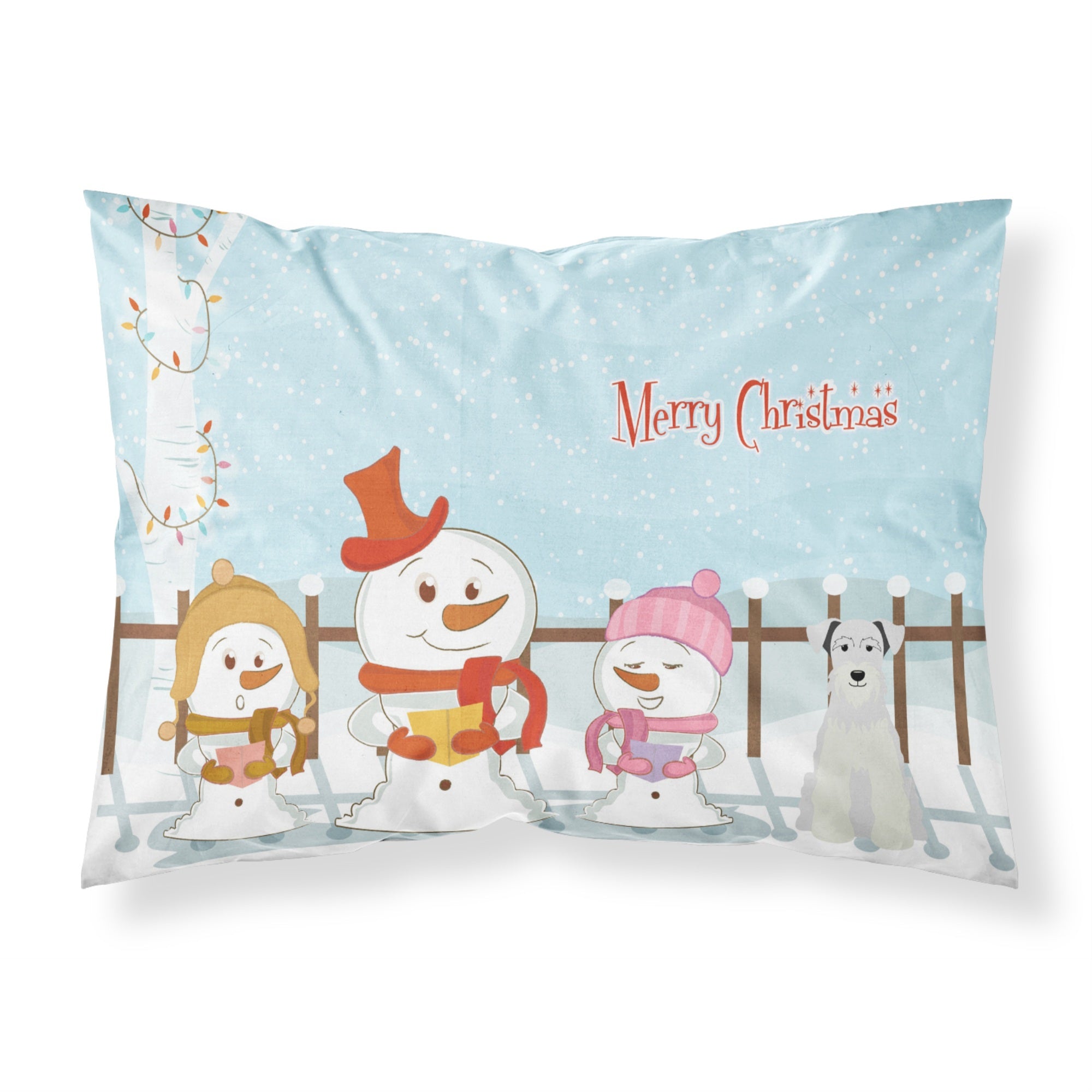 'Caroline'S Treasures Merry Christmas Carolers Miniature Schanuzer White Fabric Standard Pillowcase Bb2384Pillowcase, Multicolo