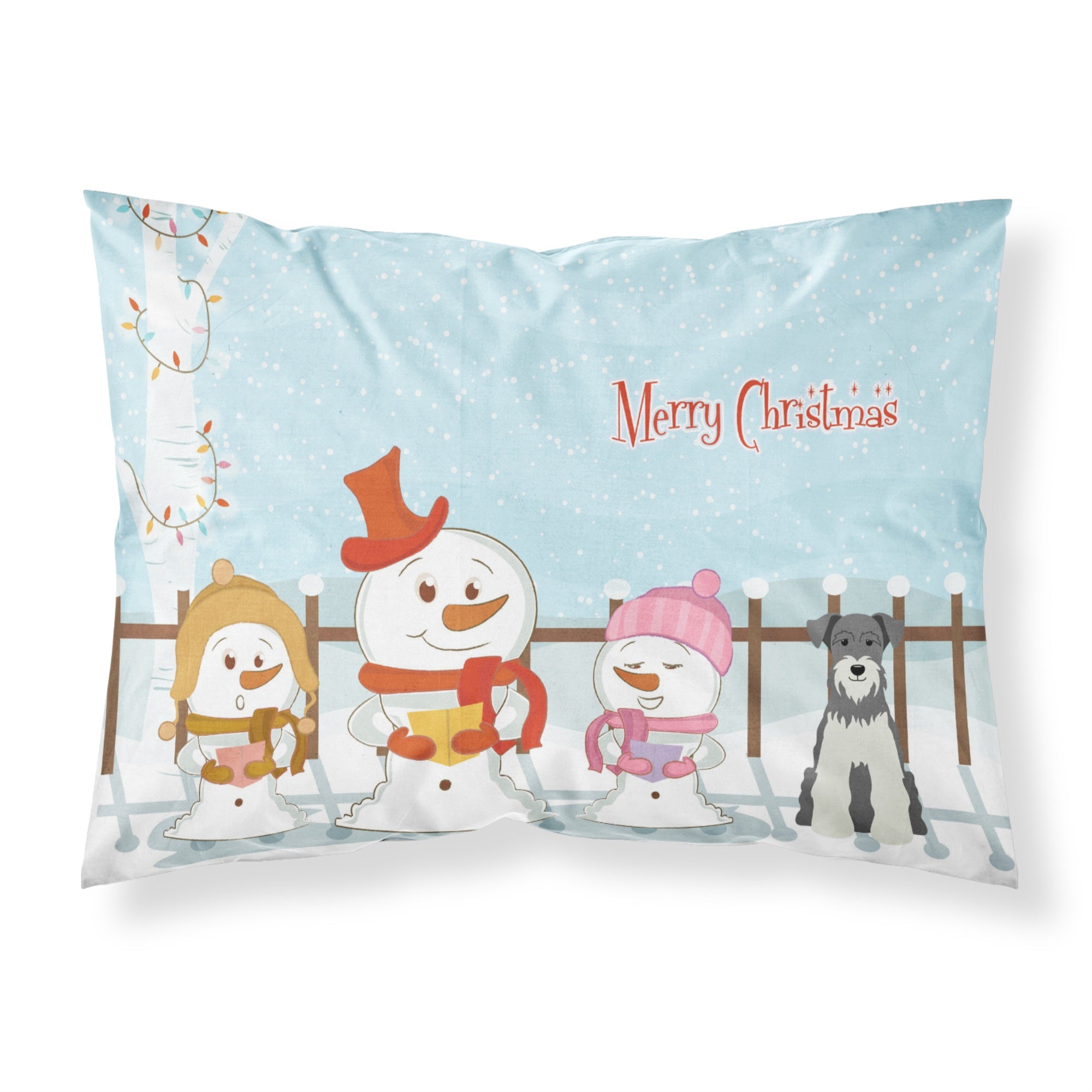 Caroline'S Treasures Christmas Carolers Merry Miniature Schanuzer Salt And Pepper Fabric Standard Pillowcase Bb2385Pillowcase