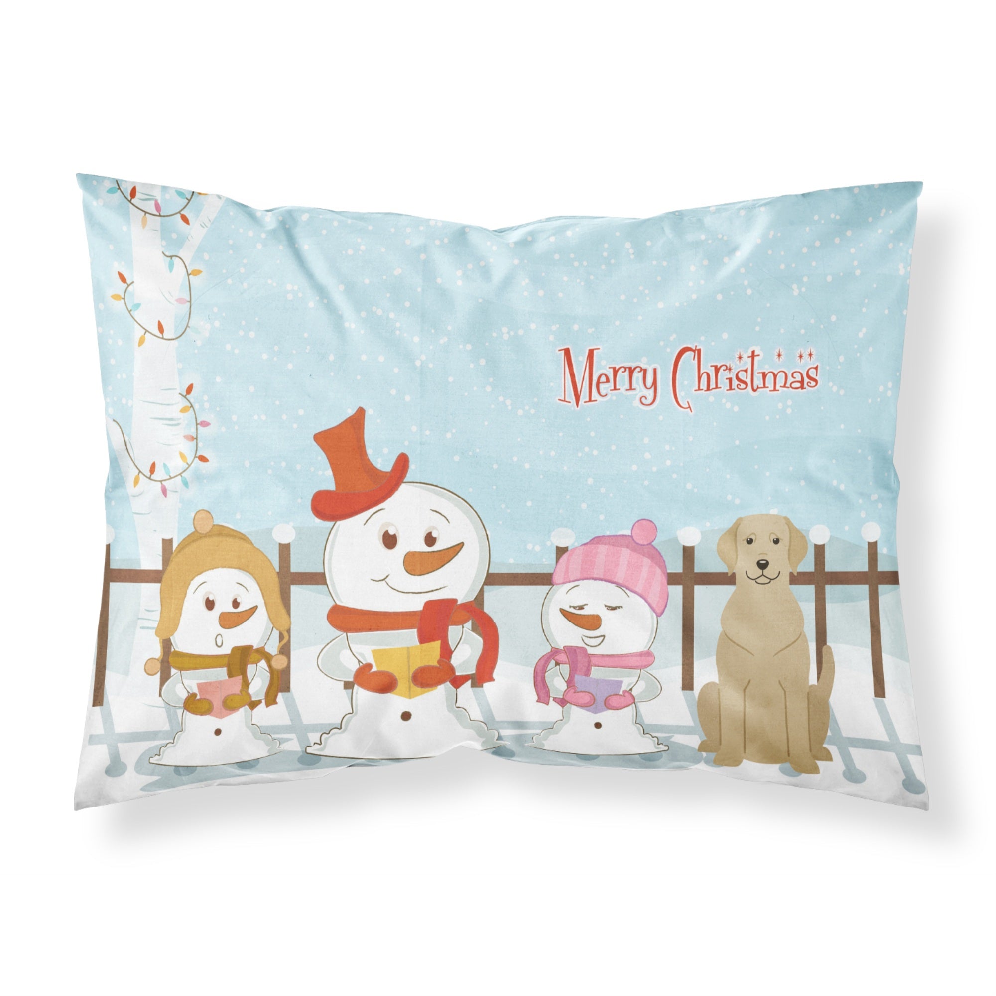 'Caroline'S Treasures Merry Christmas Carolers Yellow Labrador Fabric Standard Pillowcase Bb2386Pillowcase, Multicolor'