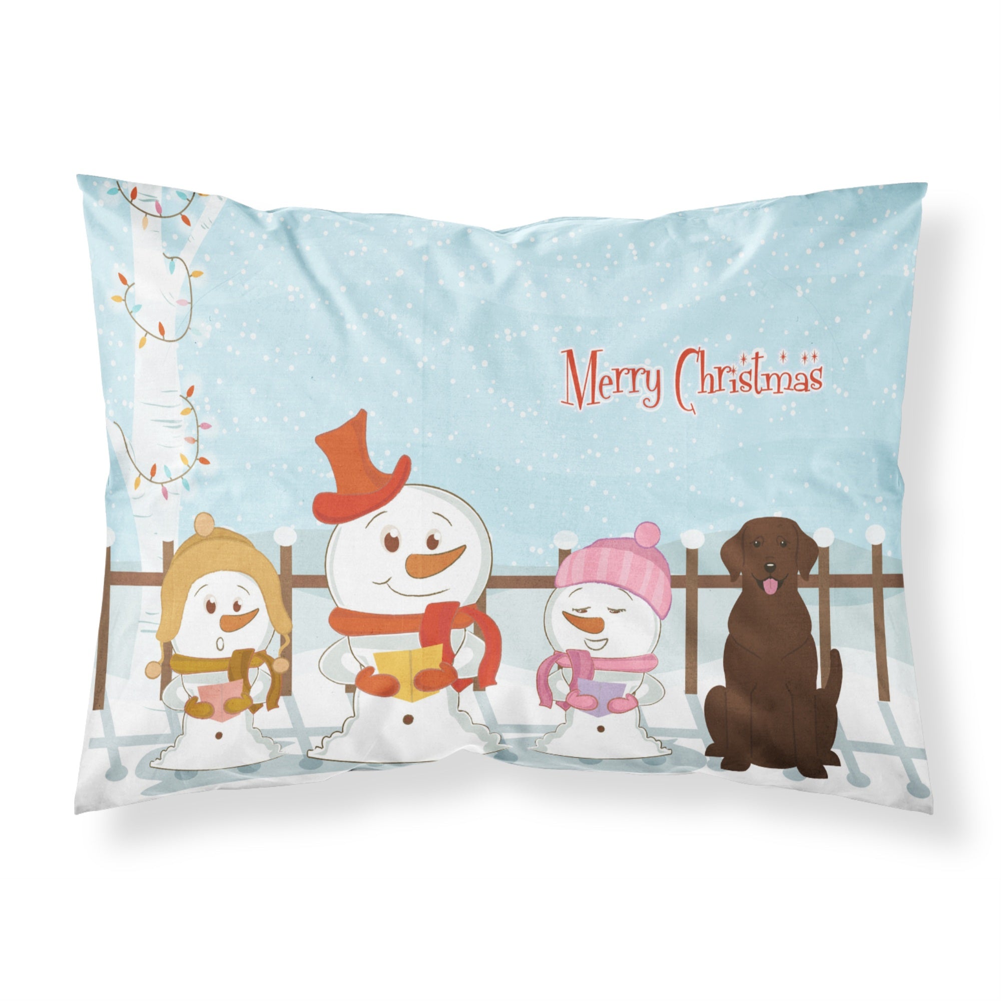 'Caroline'S Treasures Merry Christmas Carolers Chocolate Labrador Fabric Standard Pillowcase Bb2387Pillowcase, Multicolor'