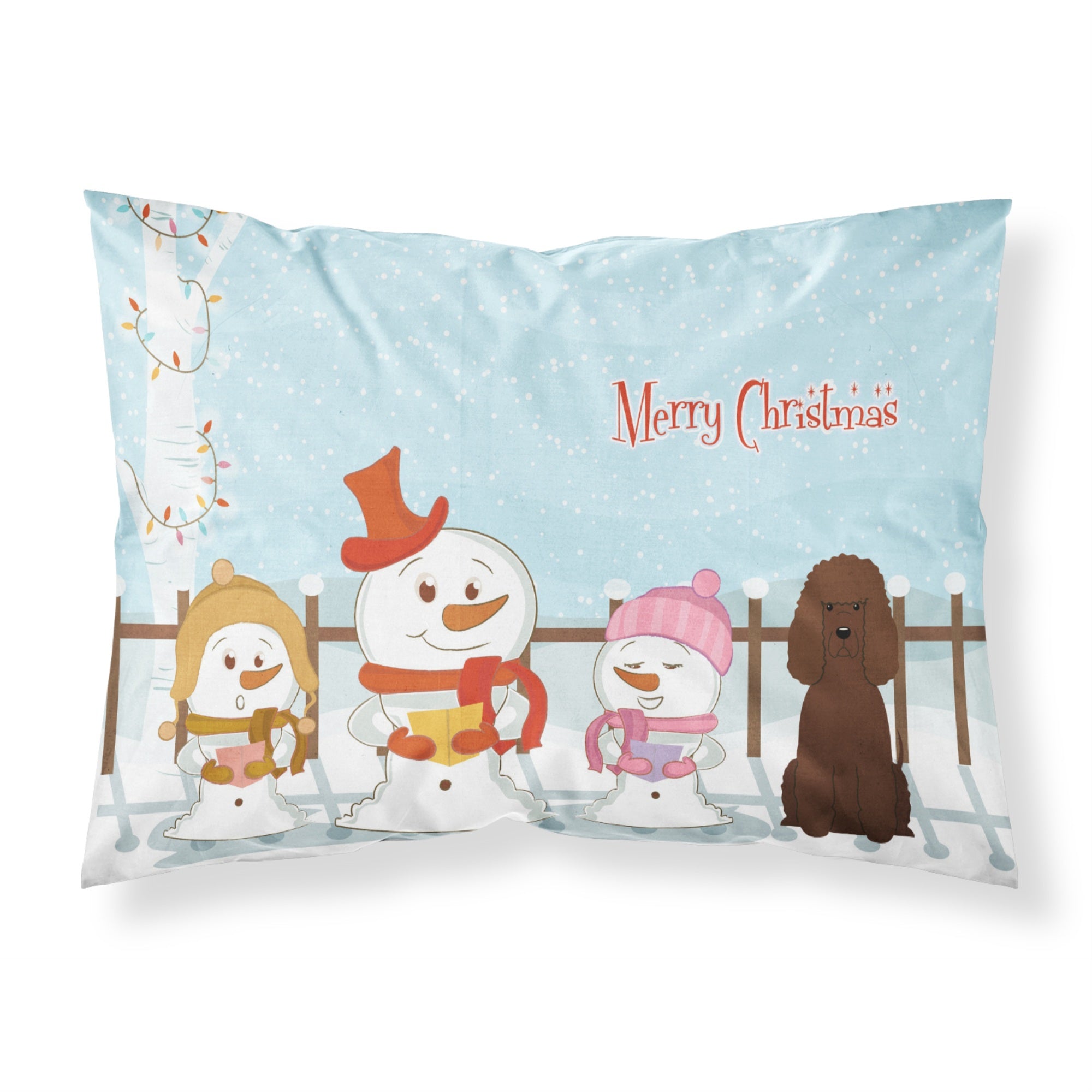 'Caroline'S Treasures Merry Christmas Carolers Irish Water Spaniel Fabric Standard Pillowcase Bb2394Pillowcase, Multicolor'