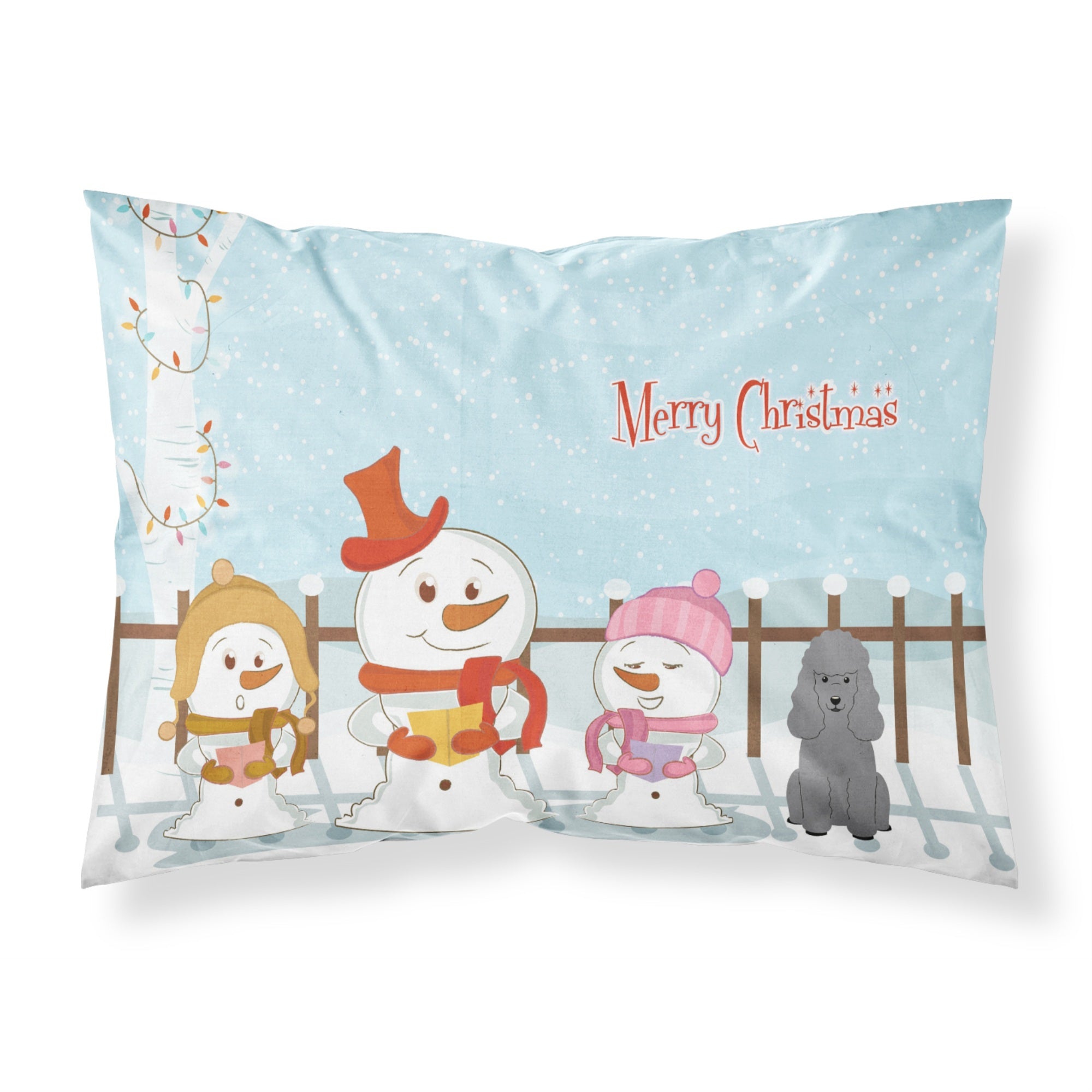 'Caroline'S Treasures Merry Christmas Carolers Poodle Silver Fabric Standard Pillowcase Bb2399Pillowcase, Multicolor'
