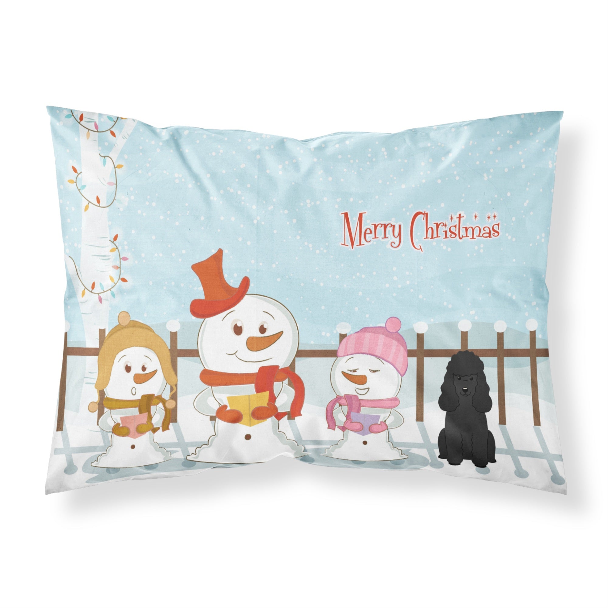 Caroline'S Treasures Christmas Carolers Merry Poodle Black Fabric Standard Pillowcase Bb2402Pillowcase
