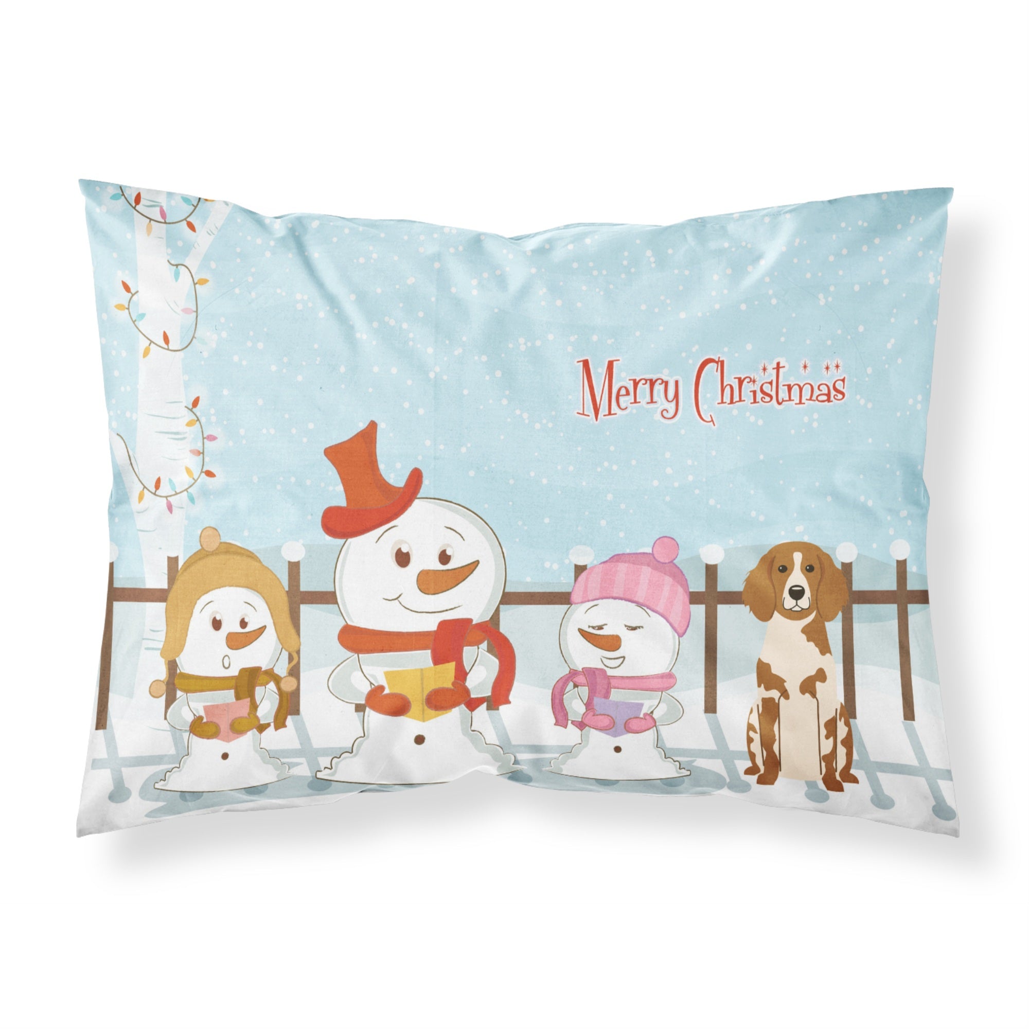 'Caroline'S Treasures Merry Christmas Carolers Brittany Spaniel Fabric Standard Pillowcase Bb2403Pillowcase, Multicolor'