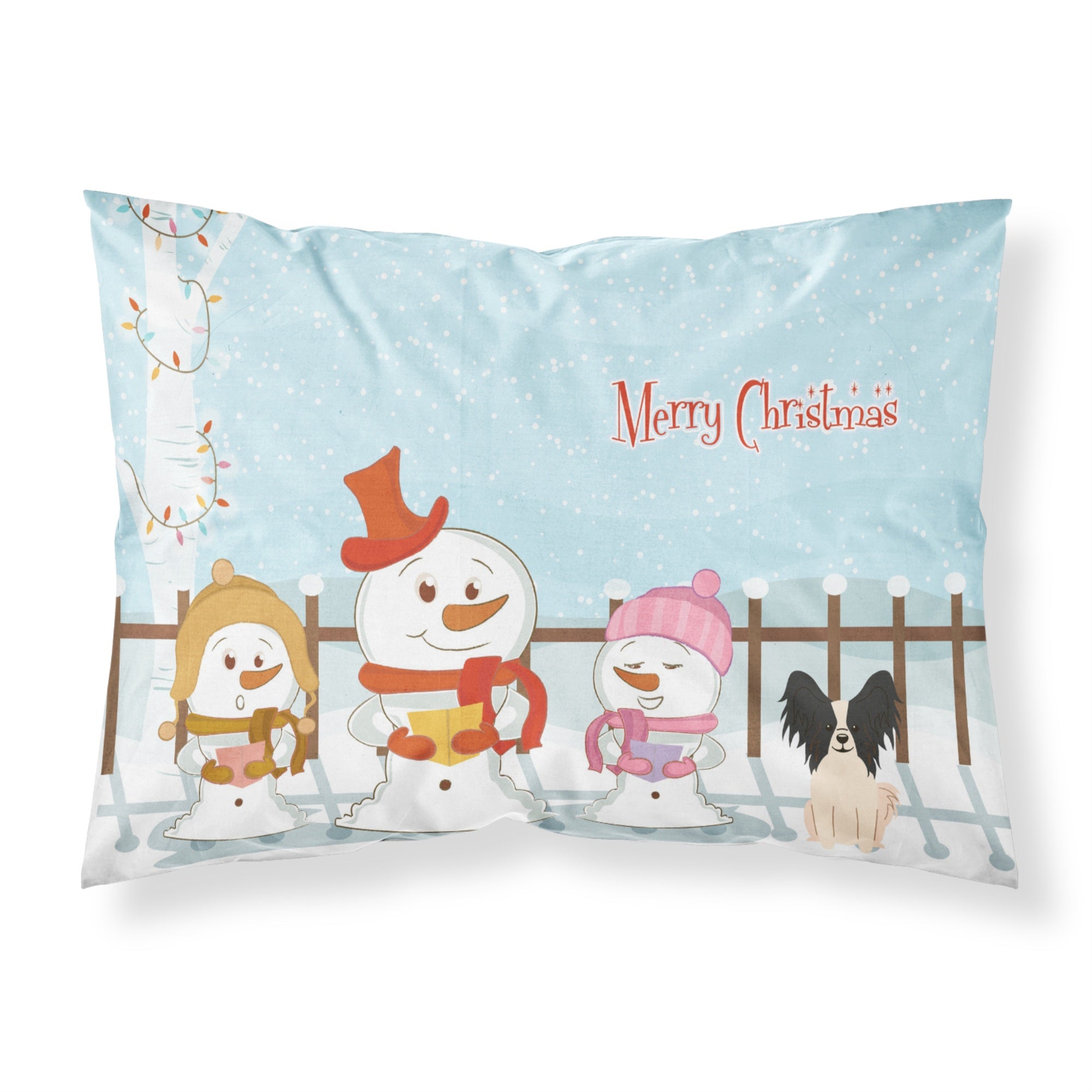 'Caroline'S Treasures Merry Christmas Carolers Papillon Black White Fabric Standard Pillowcase Bb2407Pillowcase, Multicolor'