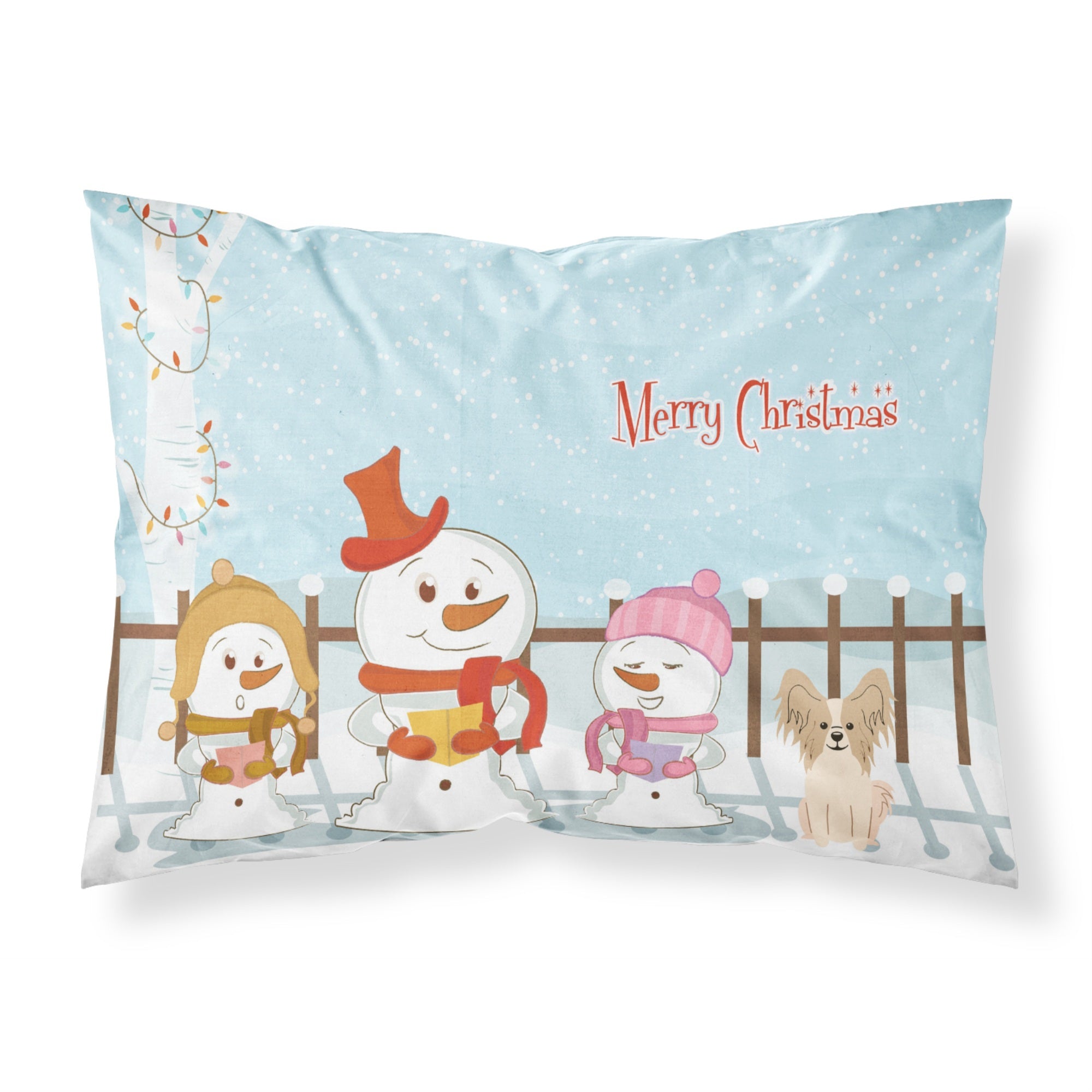 'Caroline'S Treasures Merry Christmas Carolers Papillon Sable White Fabric Standard Pillowcase Bb2408Pillowcase, Multicolor'