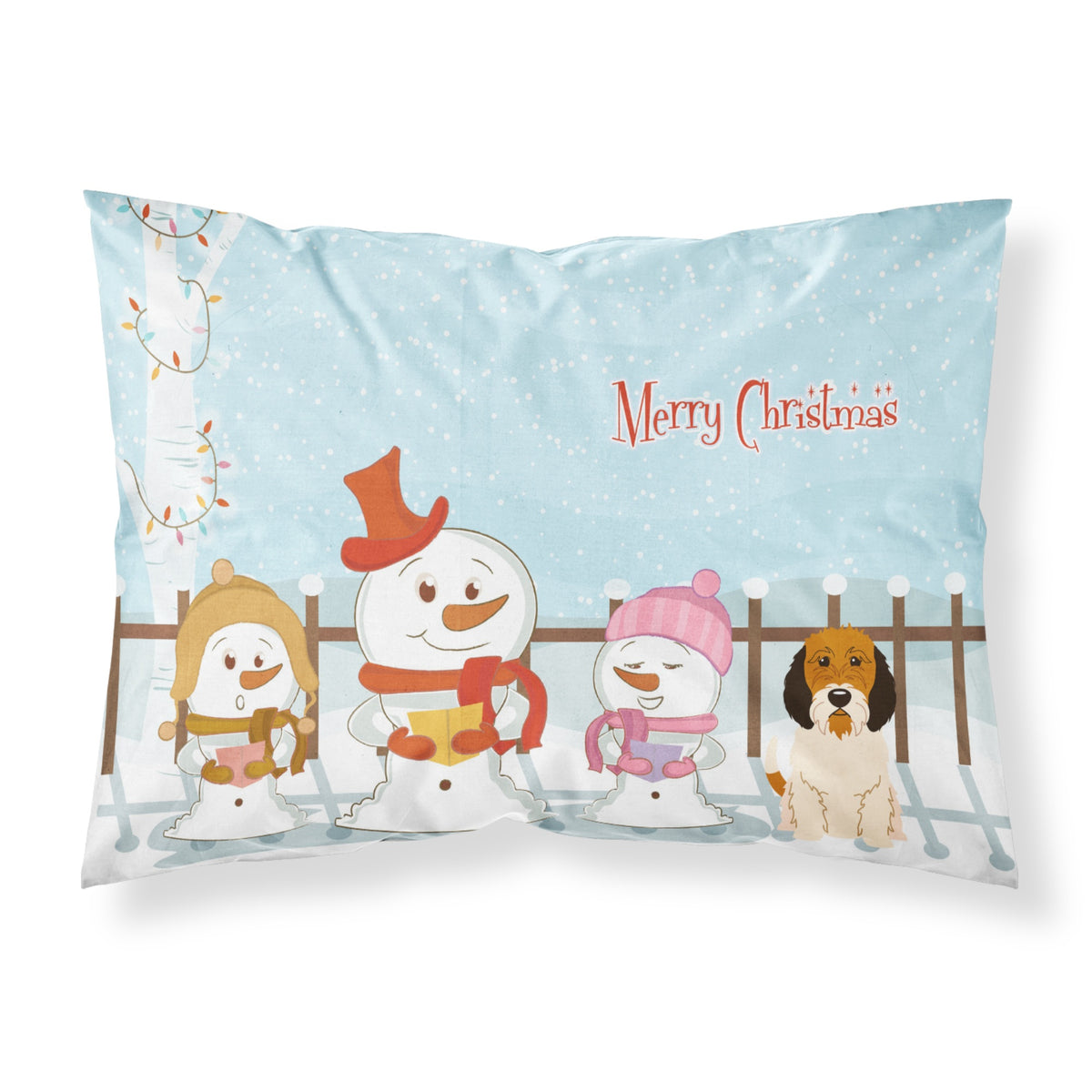 'Caroline'S Treasures Merry Christmas Carolers Petit Basset Griffon Veenden Fabric Standard Pillowcase Bb2410Pillowcase, Multic