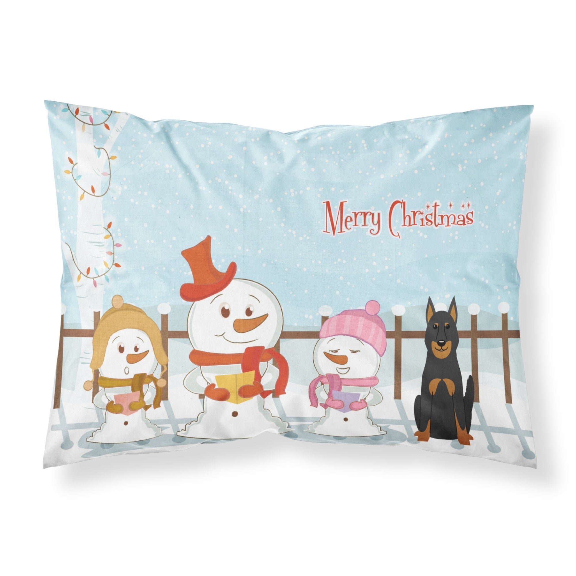 Caroline'S Treasures Christmas Carolers Merry Beauce Shepherd Dog Fabric Standard Pillowcase Bb2411Pillowcase