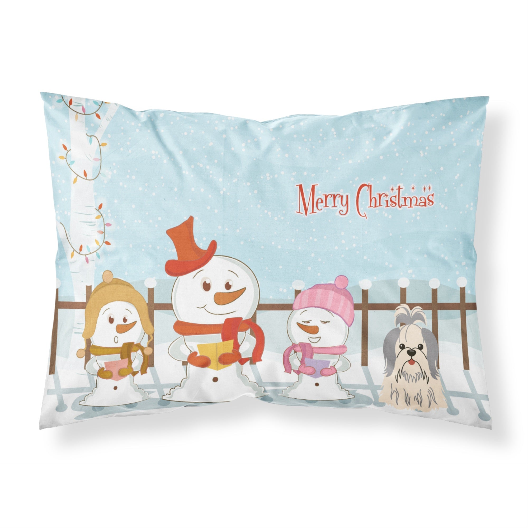 'Caroline'S Treasures Merry Christmas Carolers Shih Tzu Silver White Fabric Standard Pillowcase Bb2416Pillowcase, Multicolor'