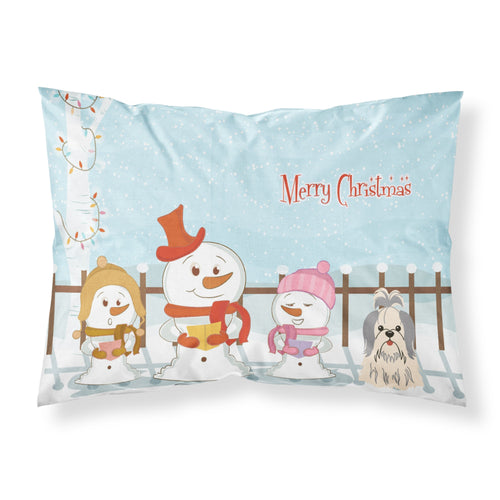 'Caroline'S Treasures Merry Christmas Carolers Shih Tzu Silver White Fabric Standard Pillowcase Bb2416Pillowcase, Multicolor'