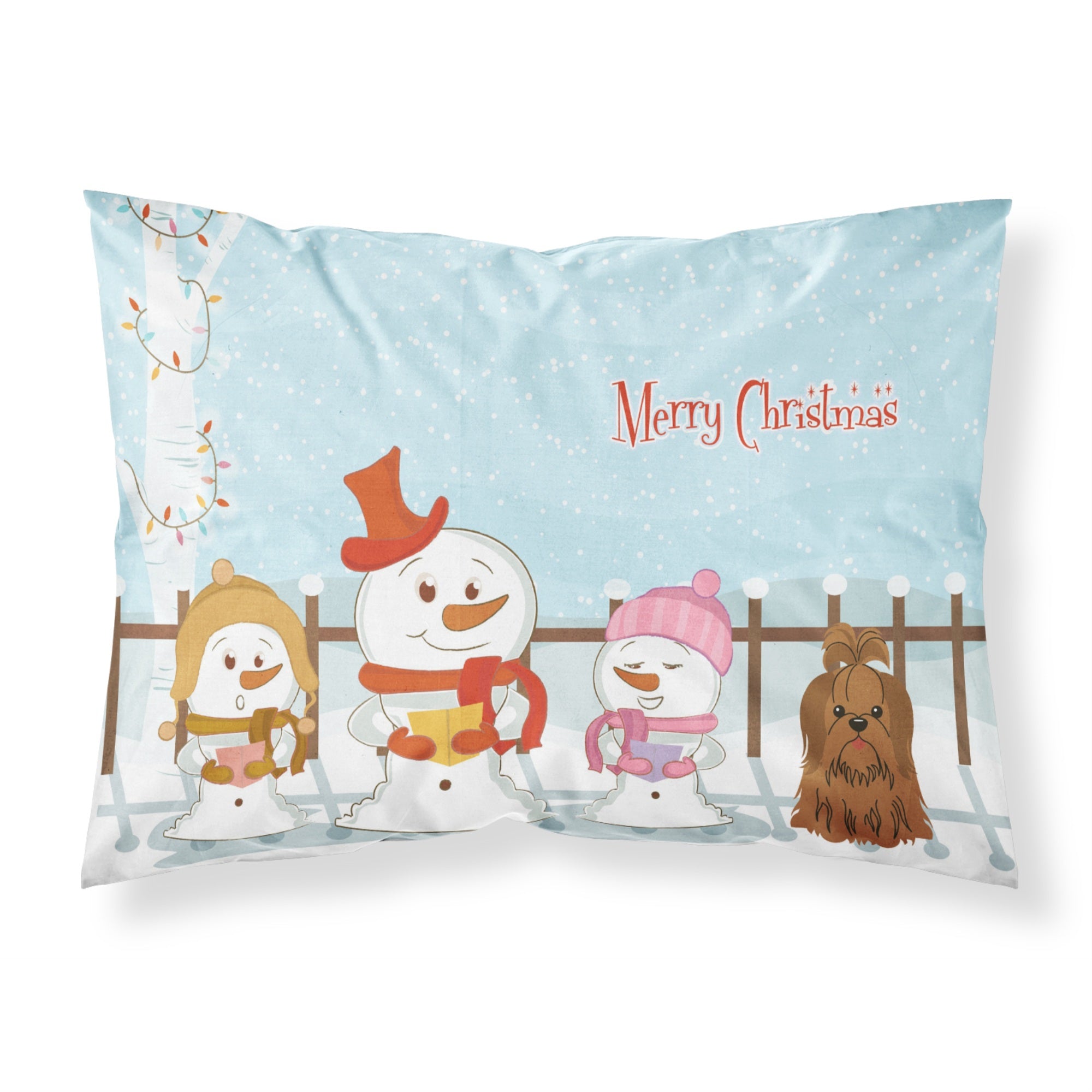 'Caroline'S Treasures Merry Christmas Carolers Shih Tzu Chocolate Fabric Standard Pillowcase Bb2417Pillowcase, Multicolor'