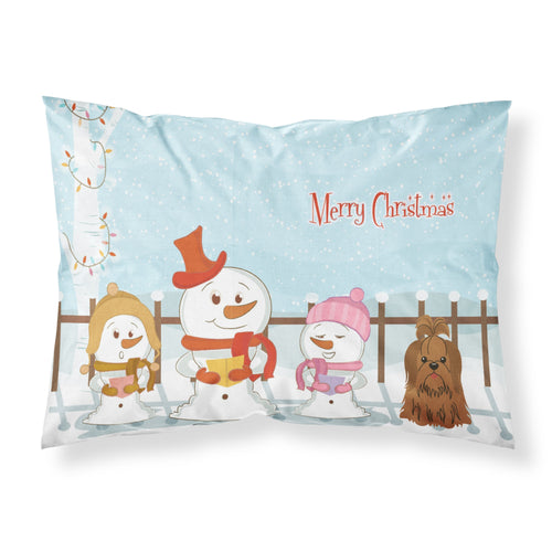 'Caroline'S Treasures Merry Christmas Carolers Shih Tzu Chocolate Fabric Standard Pillowcase Bb2417Pillowcase, Multicolor'