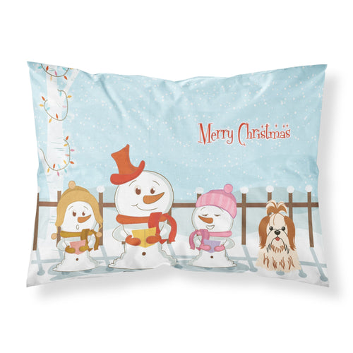 'Caroline'S Treasures Merry Christmas Carolers Shih Tzu Red White Fabric Standard Pillowcase Bb2418Pillowcase, Multicolor'