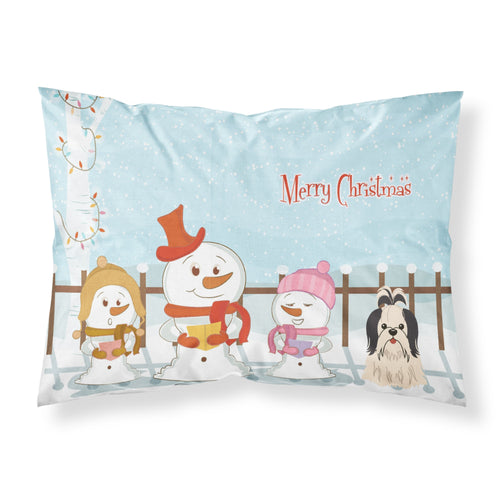 'Caroline'S Treasures Merry Christmas Carolers Shih Tzu Black White Fabric Standard Pillowcase Bb2419Pillowcase, Multicolor'