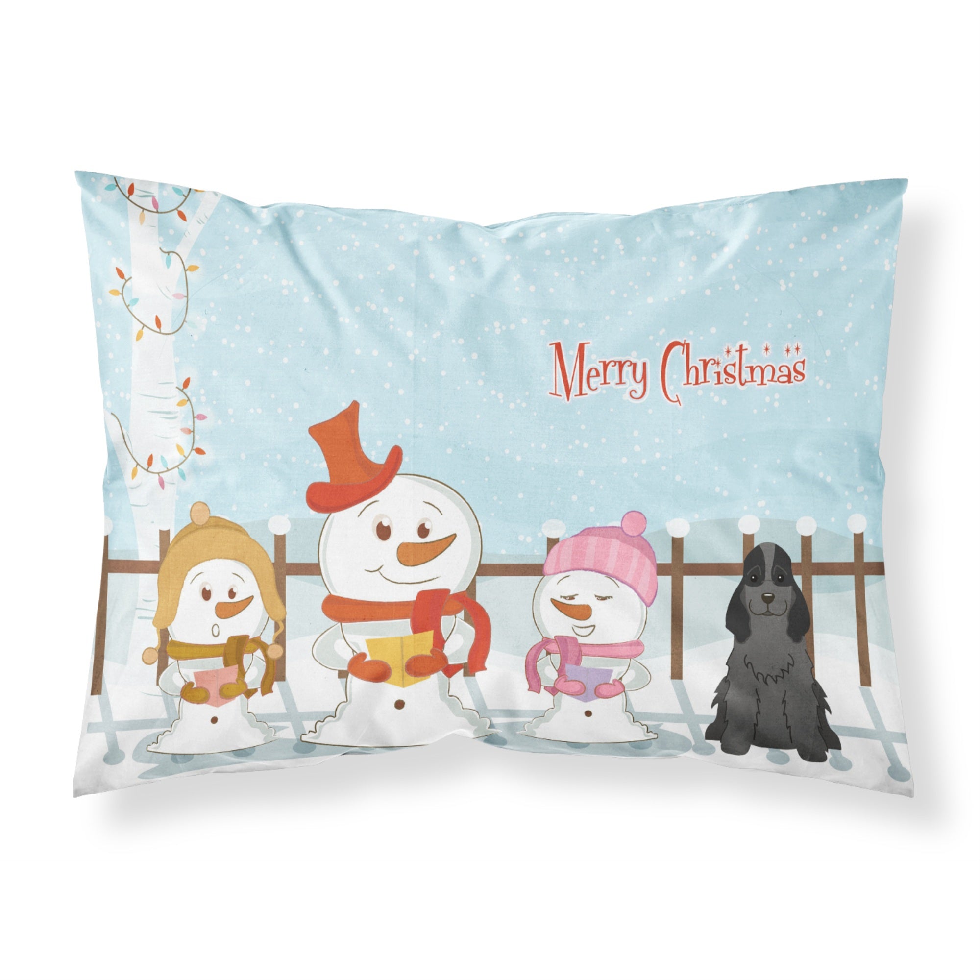 'Caroline'S Treasures Merry Christmas Carolers Cocker Spaniel Black Fabric Standard Pillowcase Bb2423Pillowcase, Multicolor'
