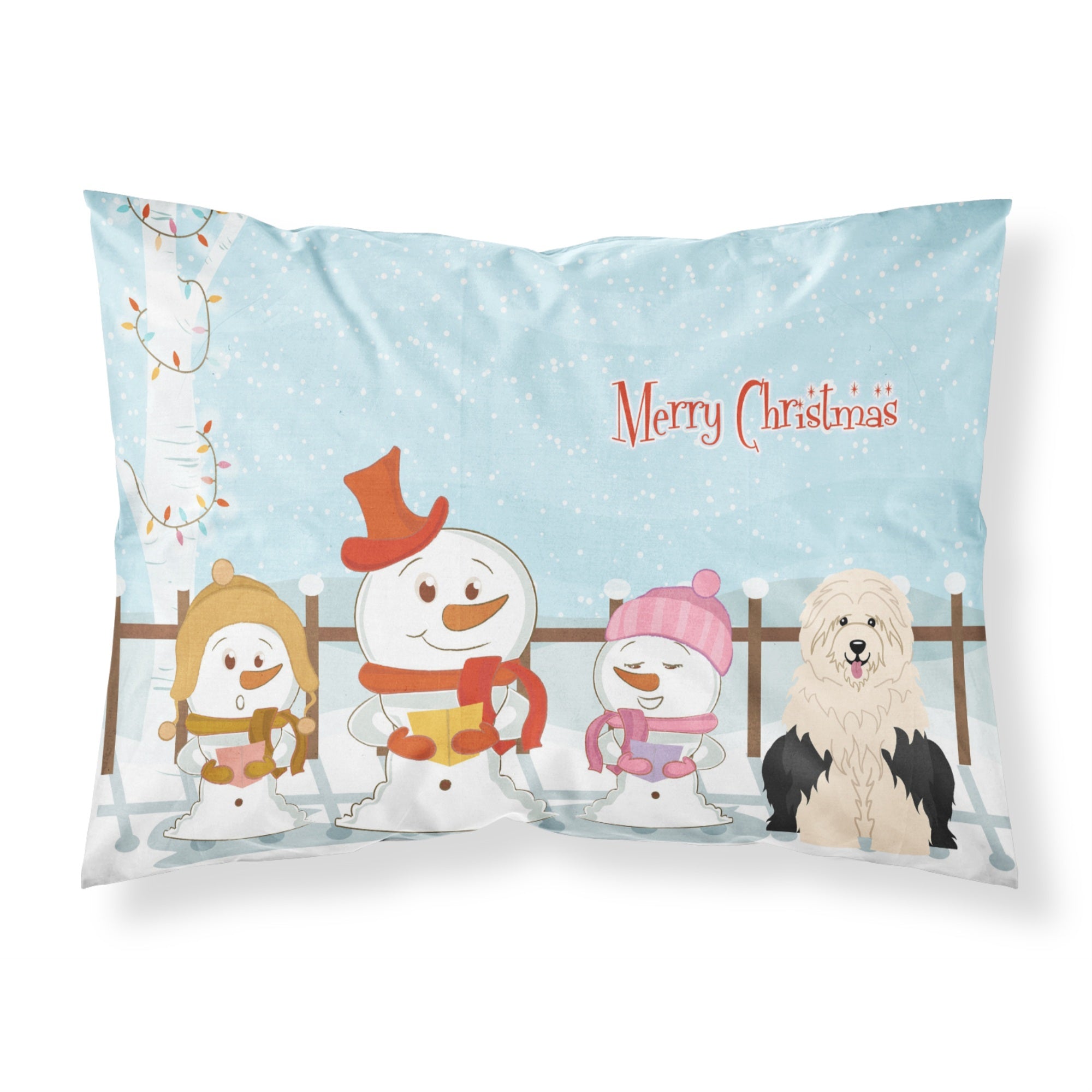 Caroline'S Treasures Christmas Carolers Merry Old English Sheepdog Fabric Standard Pillowcase Bb2427Pillowcase