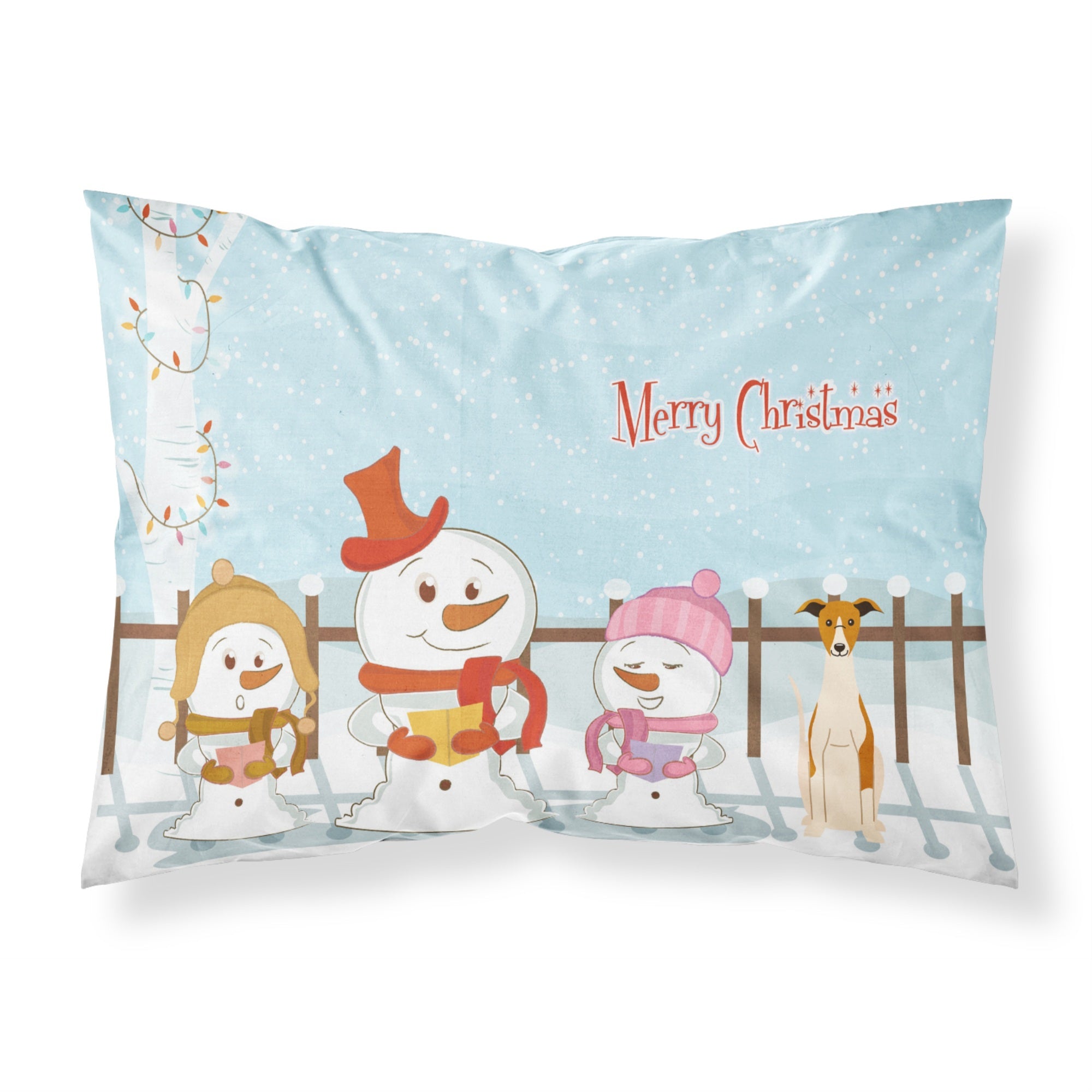 Caroline'S Treasures Christmas Carolers Merry Whippet Fabric Standard Pillowcase Bb2430Pillowcase
