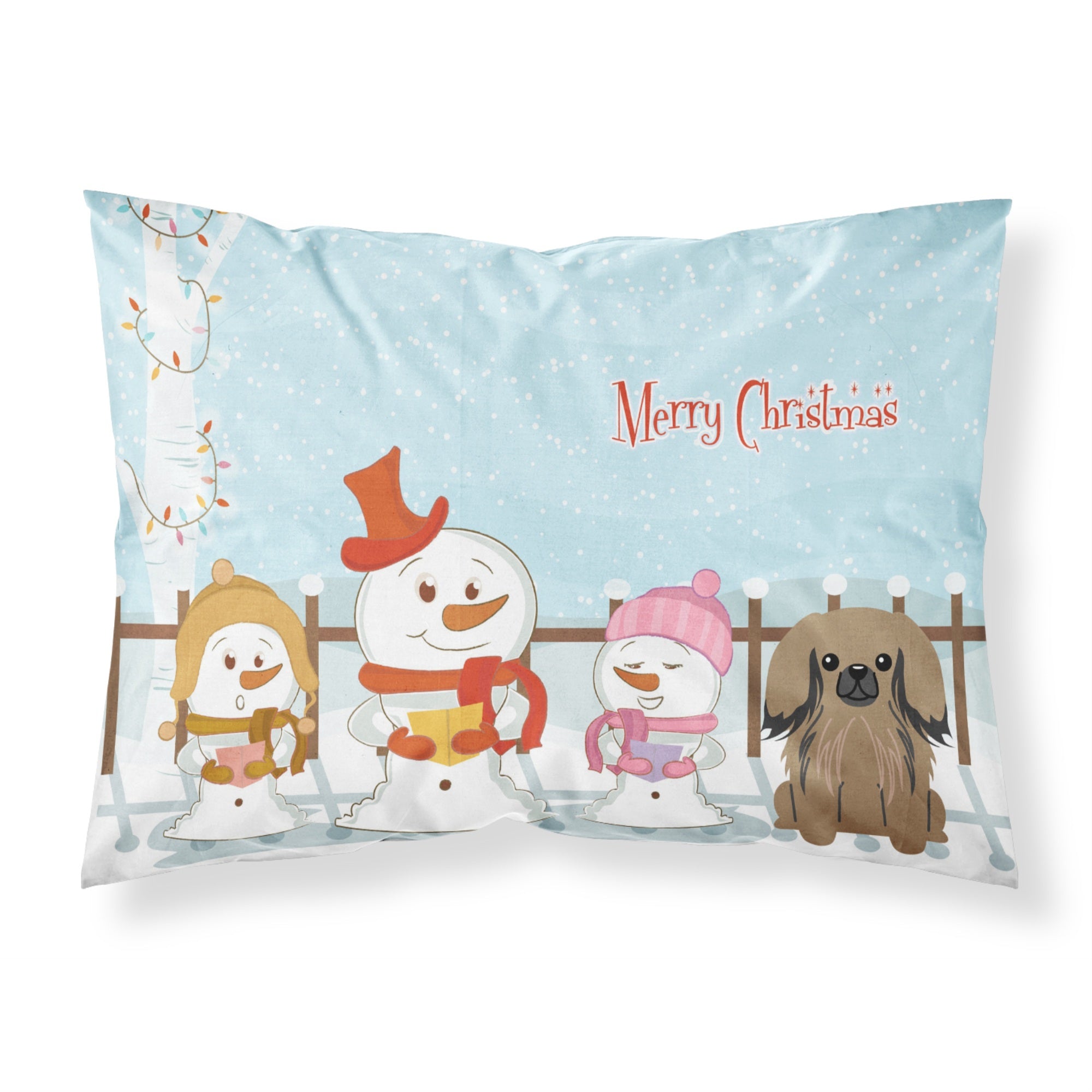 'Caroline'S Treasures Merry Christmas Carolers Pekingnese Tan Fabric Standard Pillowcase Bb2433Pillowcase, Multicolor'