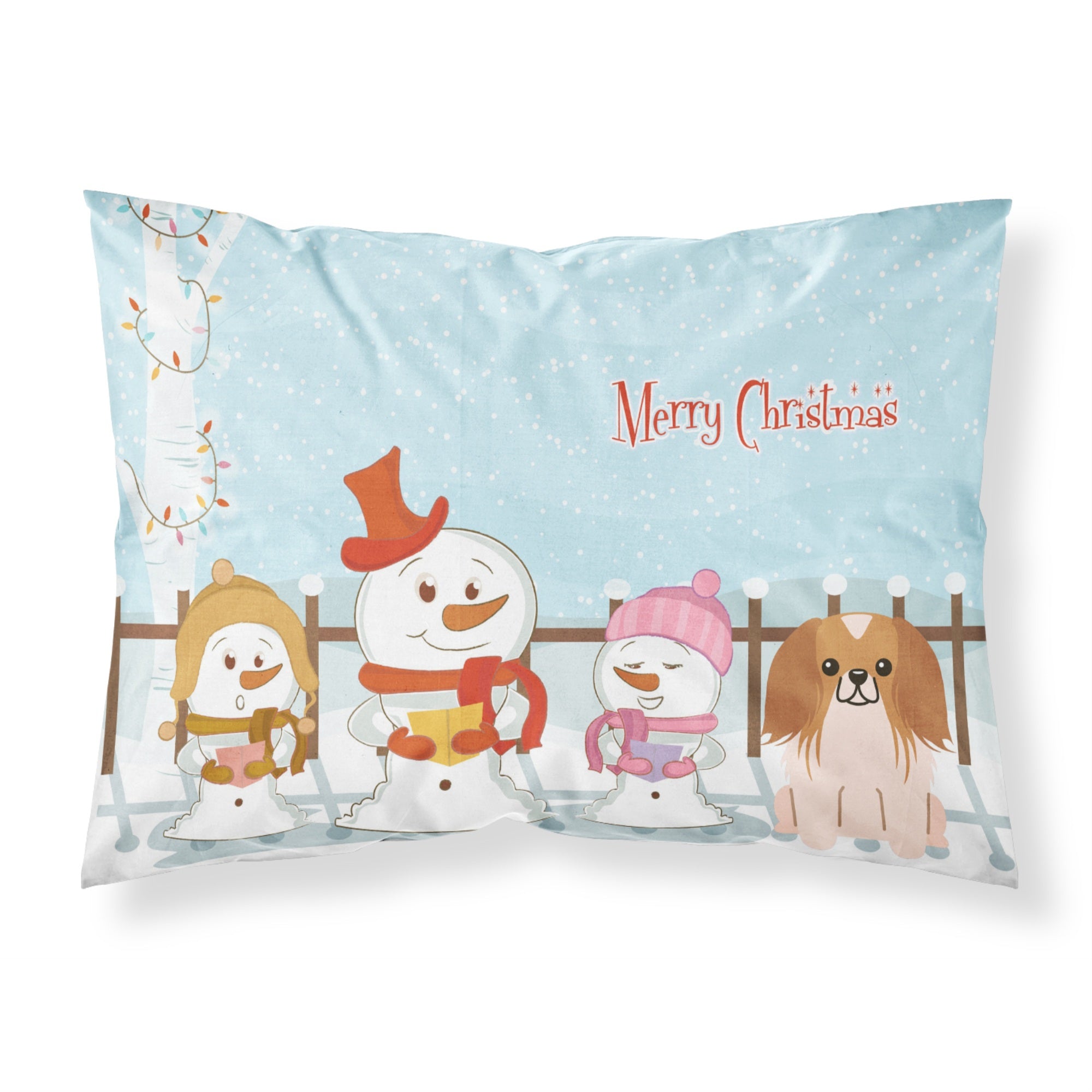 'Caroline'S Treasures Merry Christmas Carolers Pekingnese Red White Fabric Standard Pillowcase Bb2434Pillowcase, Multicolor'