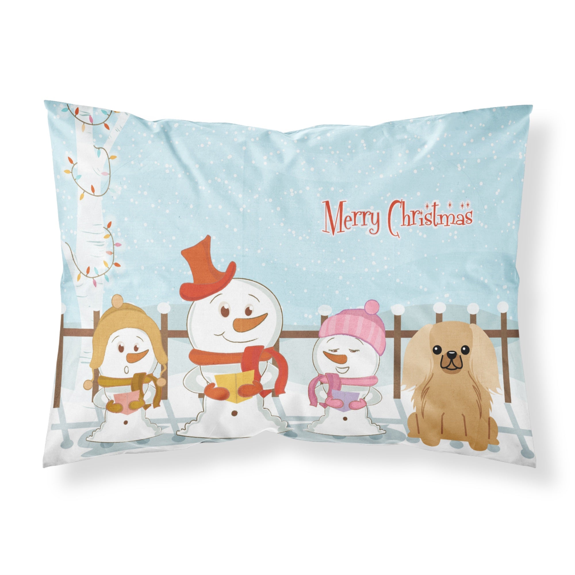 'Caroline'S Treasures Merry Christmas Carolers Pekingnese Fawn Sable Fabric Standard Pillowcase Bb2435Pillowcase, Multicolor'