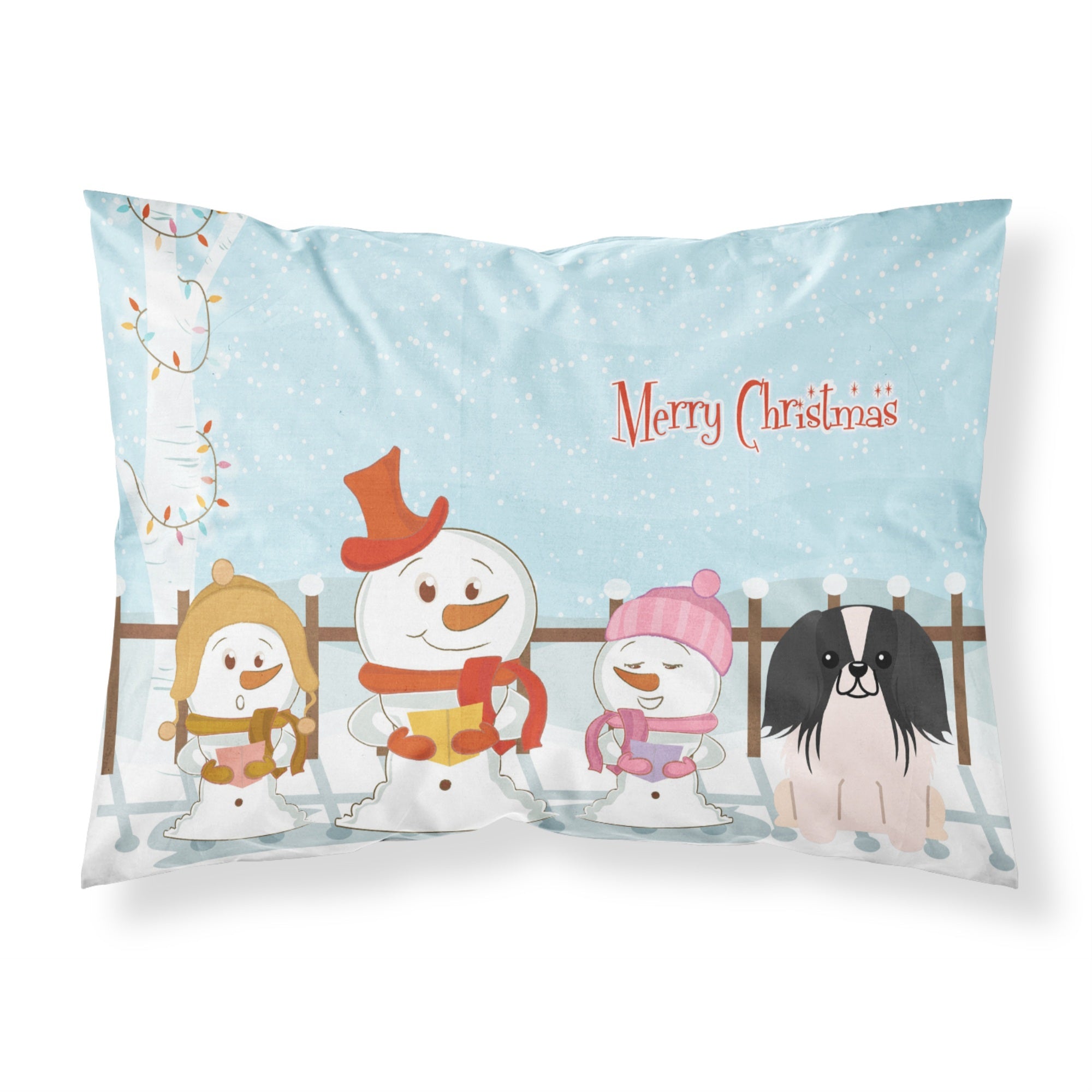 Caroline'S Treasures Christmas Carolers Merry Pekingnese Black White Fabric Standard Pillowcase Bb2436Pillowcase