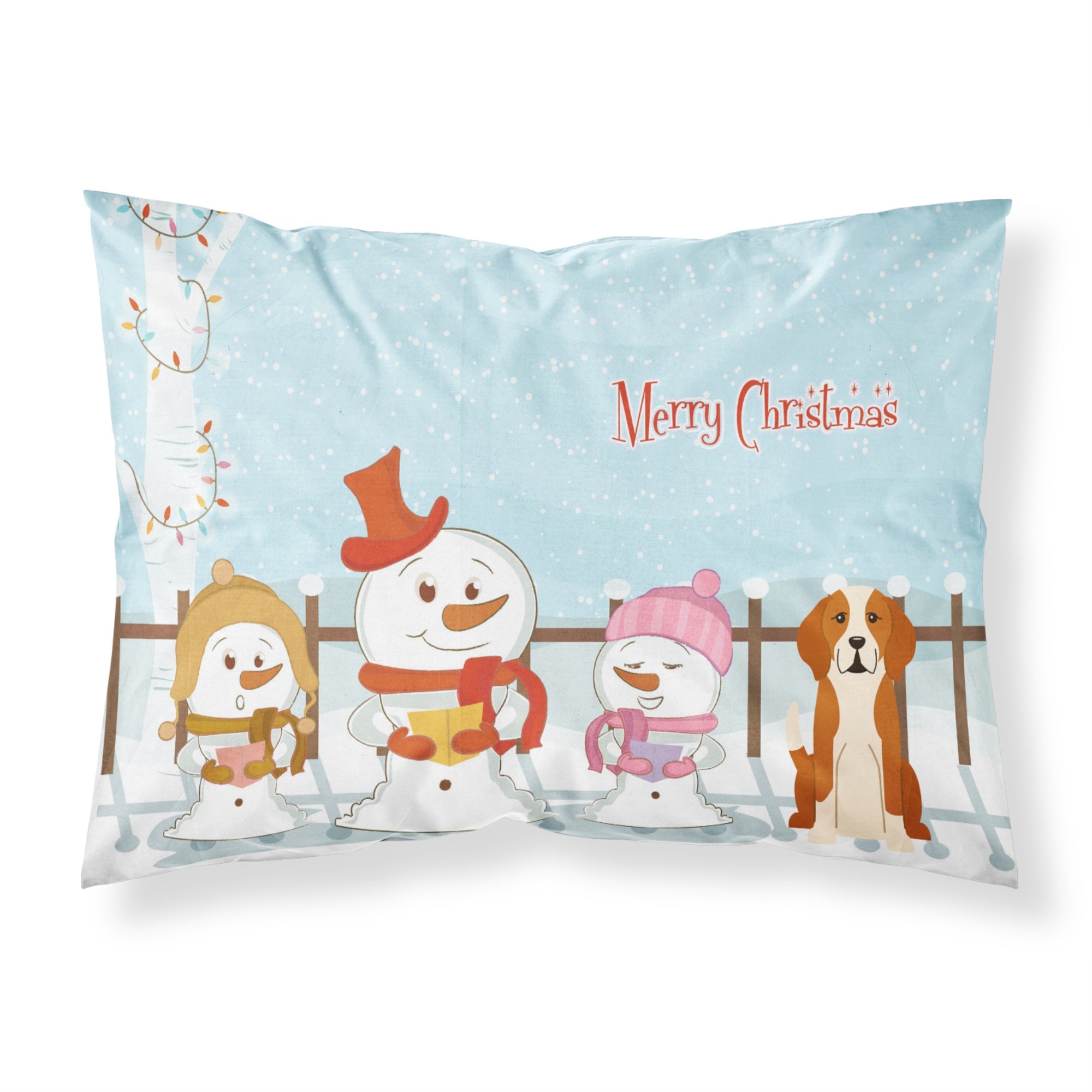 'Caroline'S Treasures Merry Christmas Carolers English Foxhound Fabric Standard Pillowcase Bb2441Pillowcase, Multicolor'
