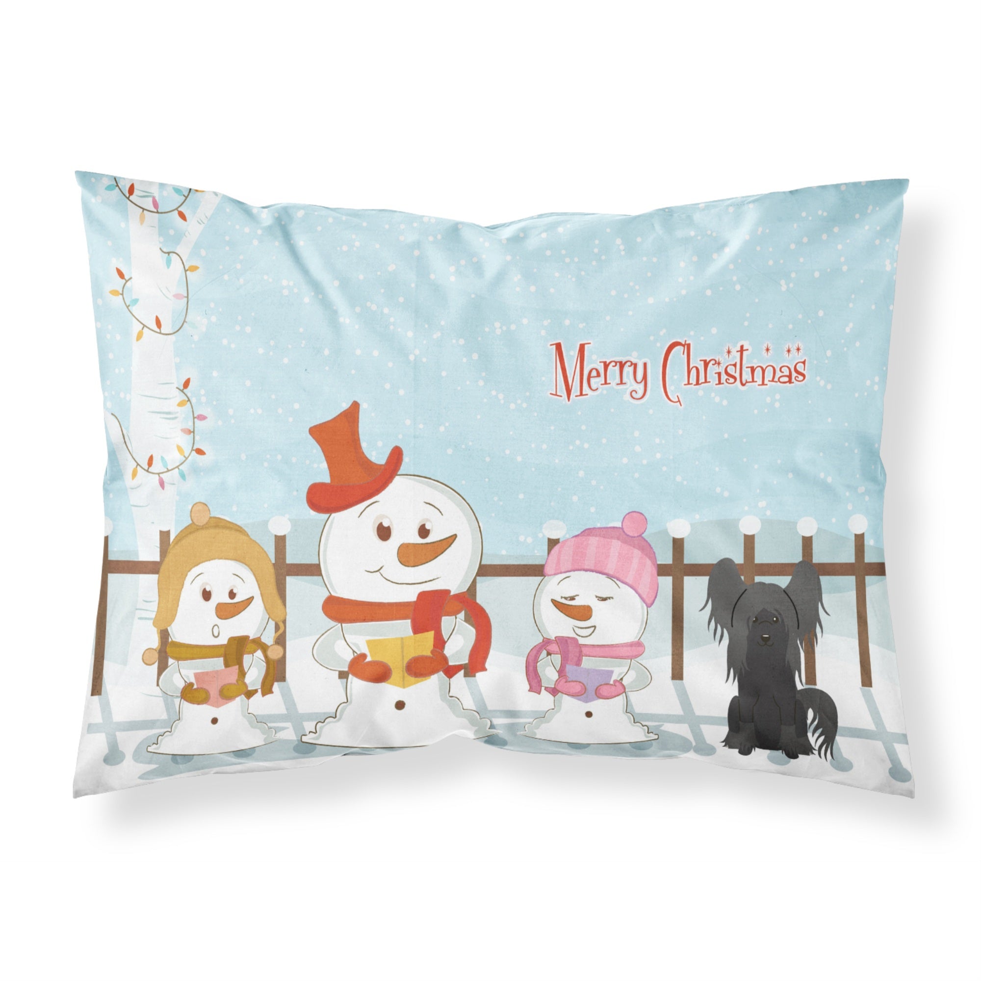 'Caroline'S Treasures Merry Christmas Carolers Chinese Crested Black Fabric Standard Pillowcase Bb2443Pillowcase, Multicolor'