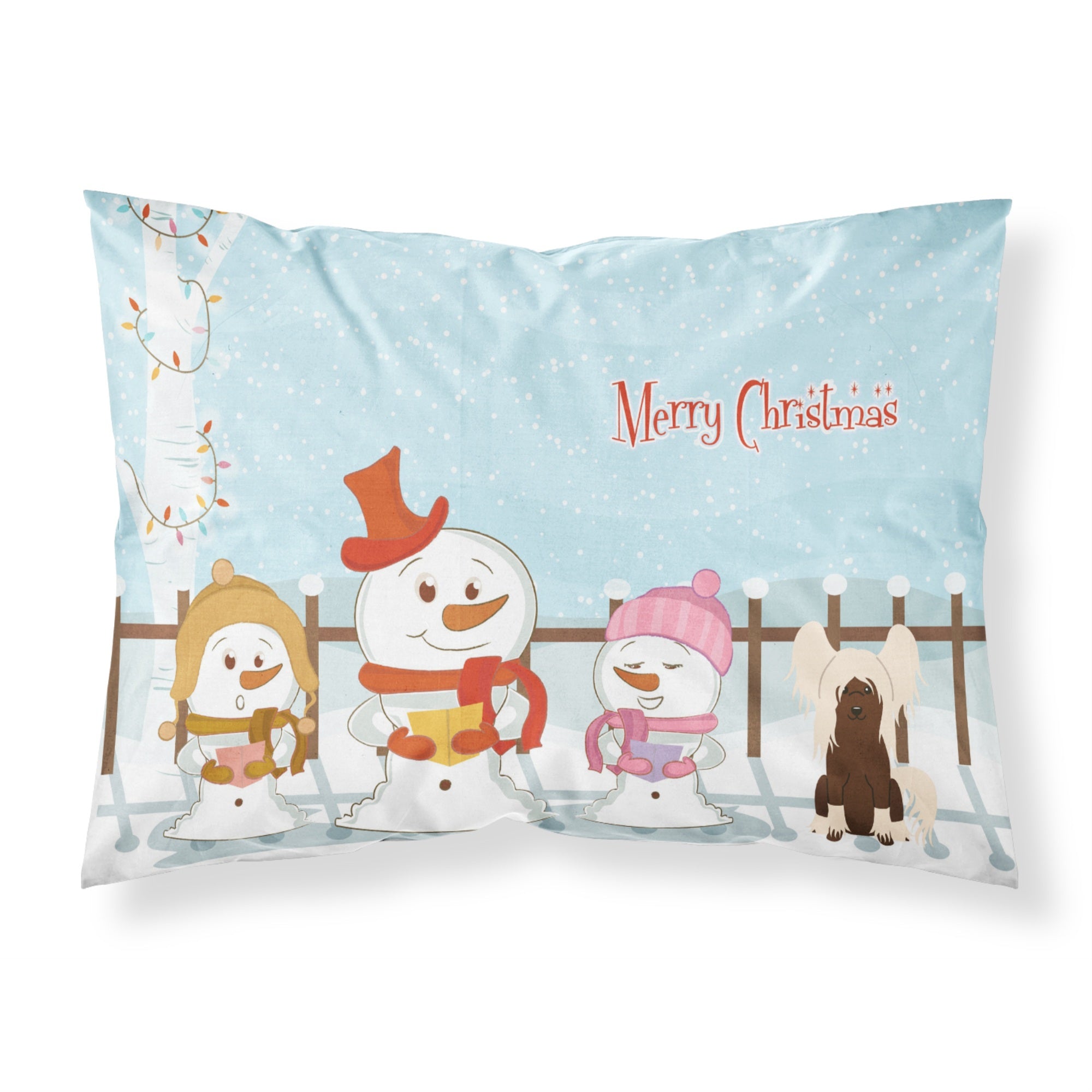'Caroline'S Treasures Merry Christmas Carolers Chinese Crested Cream Fabric Standard Pillowcase Bb2444Pillowcase, Multicolor'