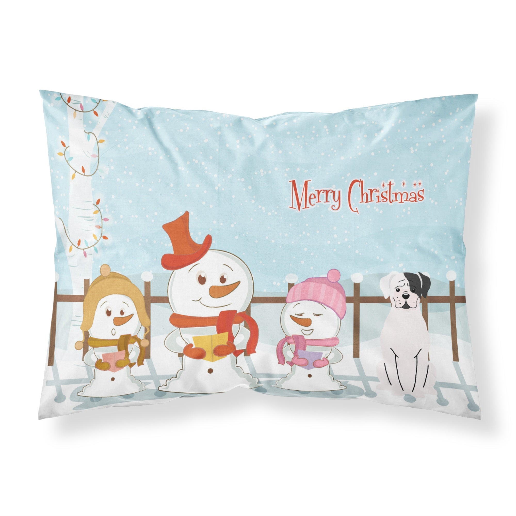 'Caroline'S Treasures Merry Christmas Carolers White Boxer Cooper Fabric Standard Pillowcase Bb2445Pillowcase, Multicolor'