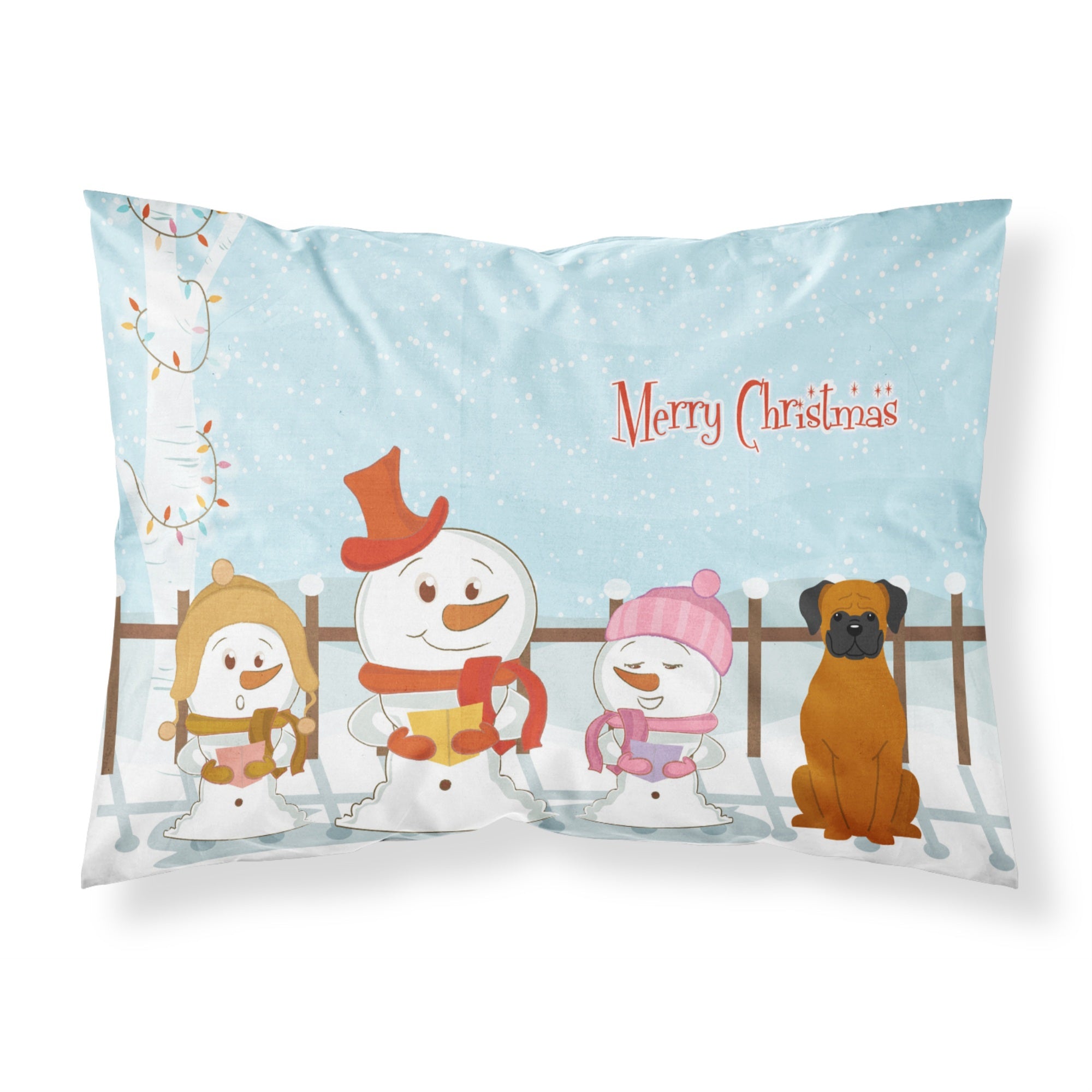 'Caroline'S Treasures Merry Christmas Carolers Fawn Boxer Fabric Standard Pillowcase, Multicolor'