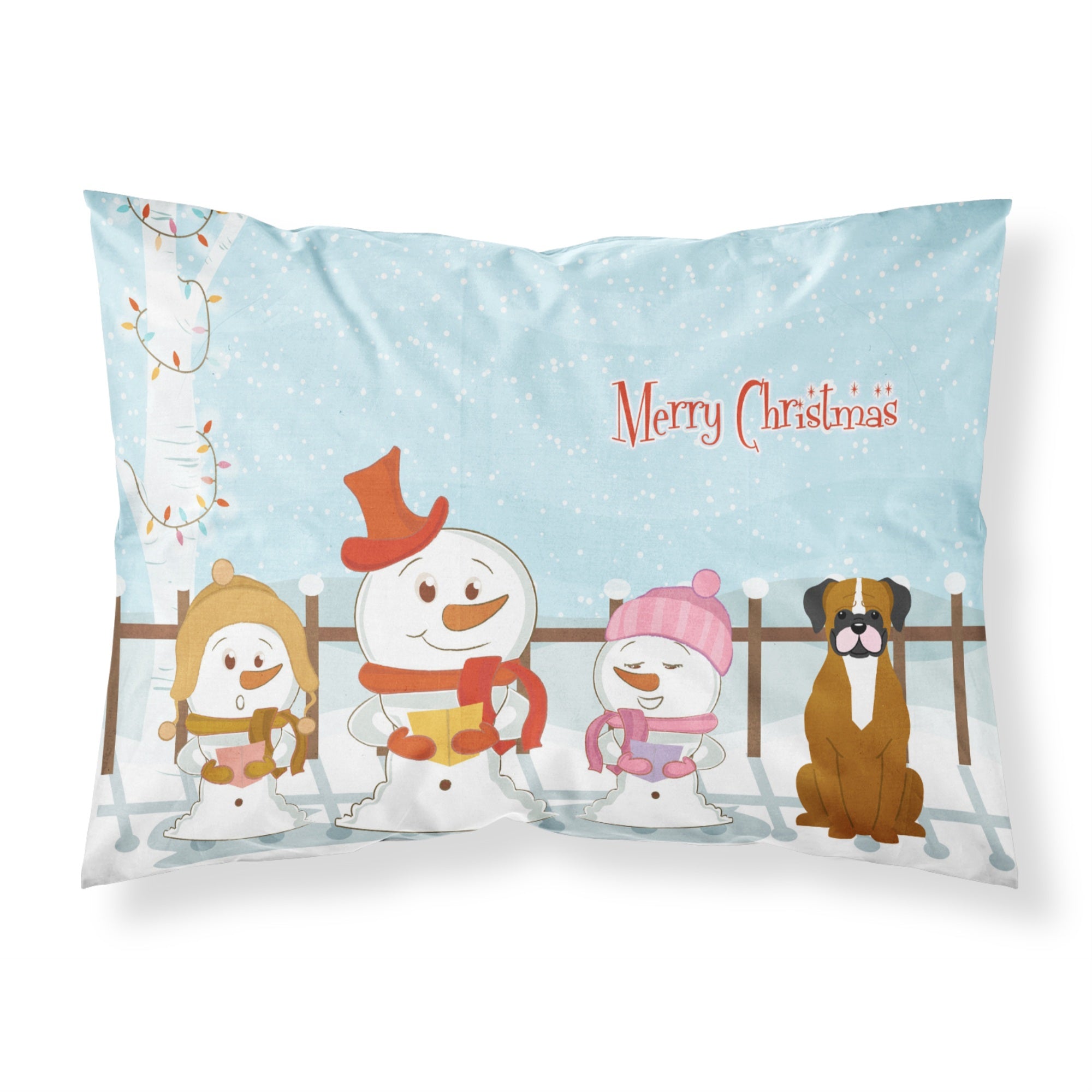 'Caroline'S Treasures Merry Christmas Carolers Flashy Fawn Boxer Fabric Standard Pillowcase Bb2447Pillowcase, Multicolor'