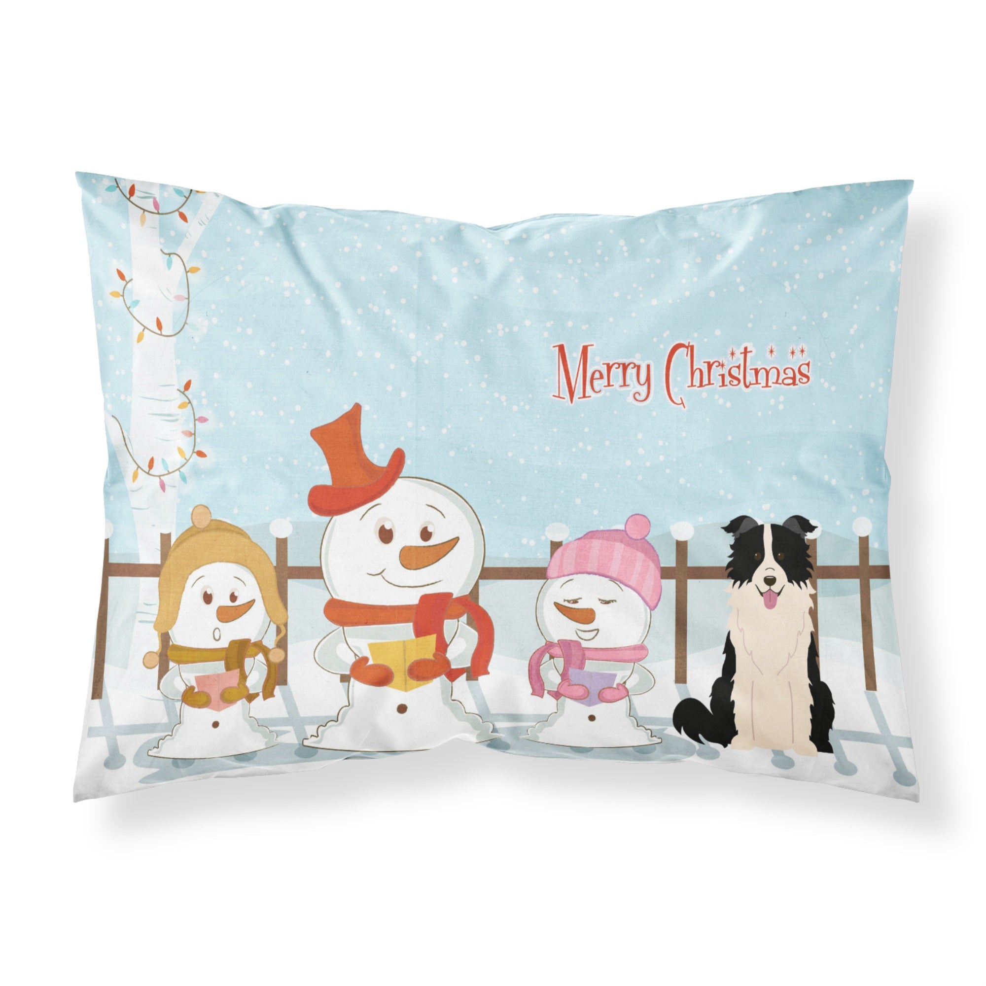 'Caroline'S Treasures Merry Christmas Carolers Border Collie Black White Fabric Standard Pillowcase Bb2449Pillowcase, Multicolo
