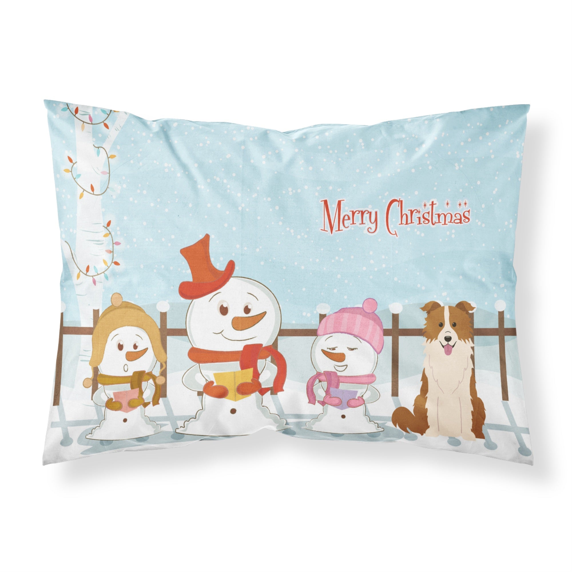 'Caroline'S Treasures Merry Christmas Carolers Border Collie Red White Fabric Standard Pillowcase Bb2450Pillowcase, Multicolor'