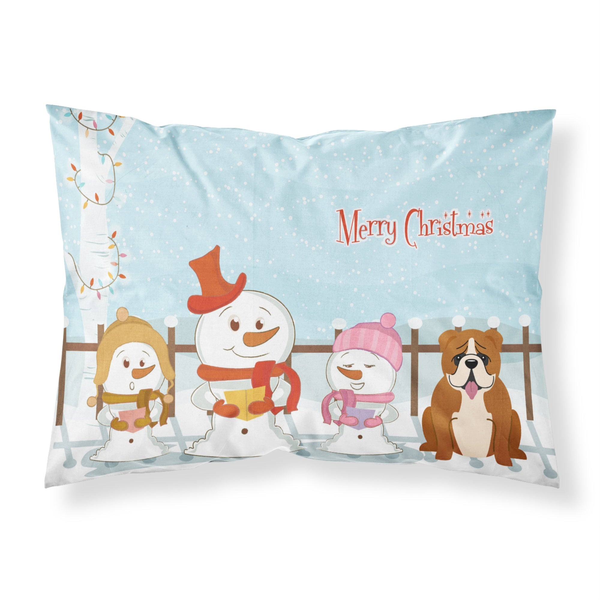 'Caroline'S Treasures Merry Christmas Carolers English Bulldog Red White Fabric Standard Pillowcase Bb2451Pillowcase, Multicolo