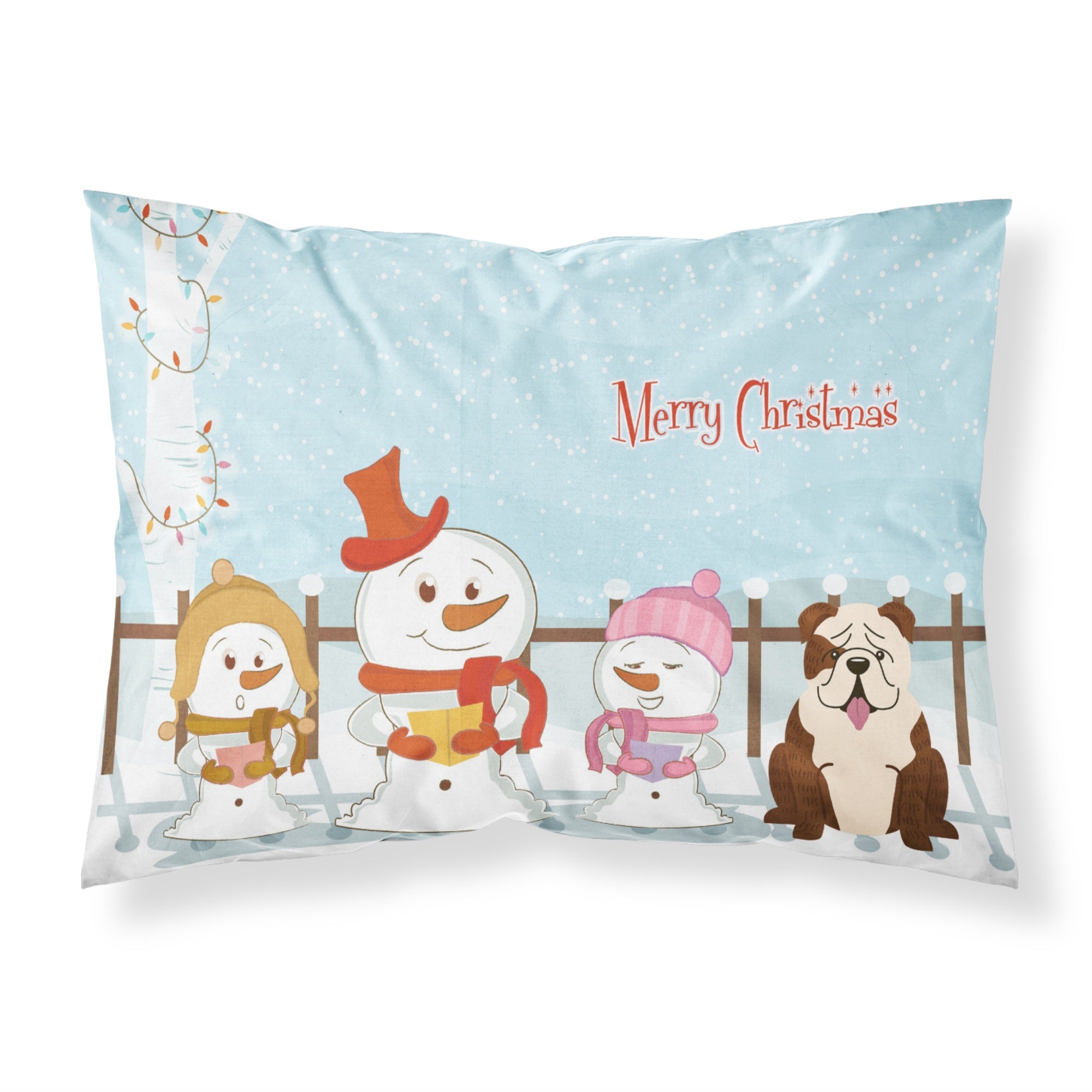 Caroline'S Treasures Christmas Carolers Merry English Bulldog Brindle White Fabric Standard Pillowcase Bb2452Pillowcase