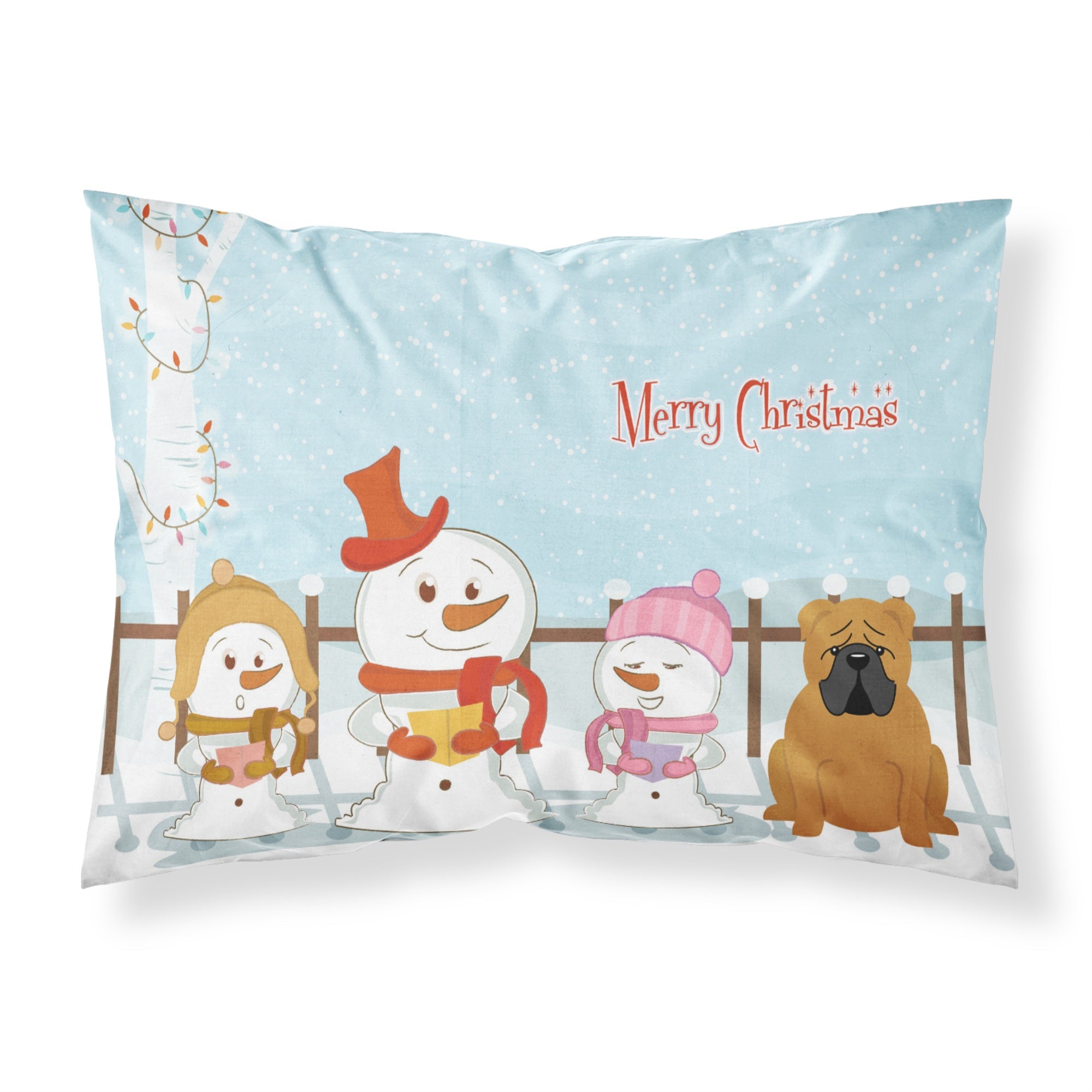 Caroline'S Treasures Christmas Carolers Merry English Bulldog Red Fabric Standard Pillowcase Bb2453Pillowcase