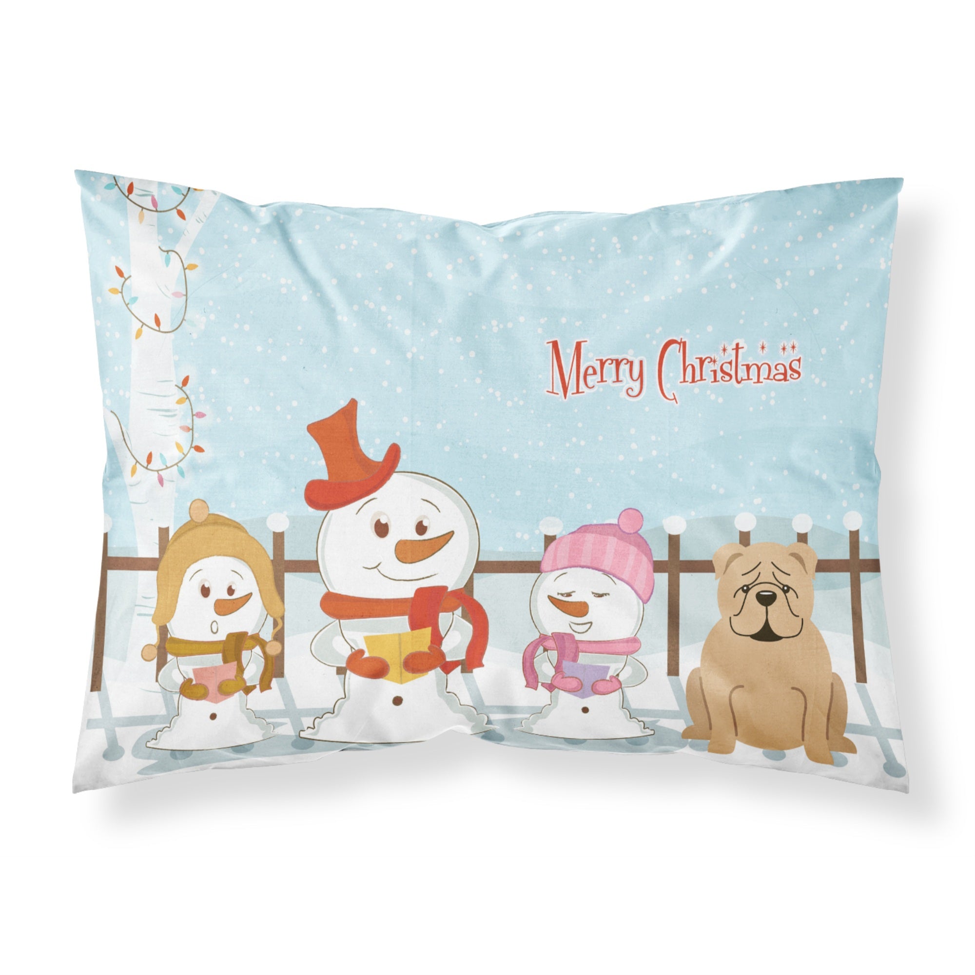 Caroline'S Treasures Christmas Carolers Merry English Bulldog Fawn Fabric Standard Pillowcase Bb2455Pillowcase