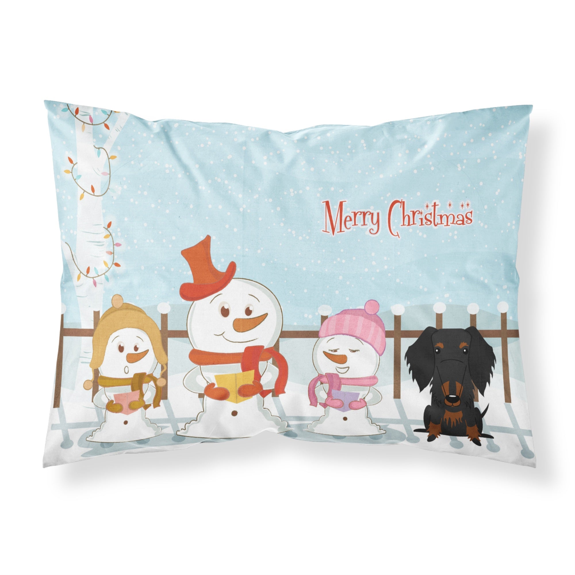 'Caroline'S Treasures Merry Christmas Carolers Wire Haired Dachshund Black Tan Fabric Standard Pillowcase Bb2458Pillowcase, Mul